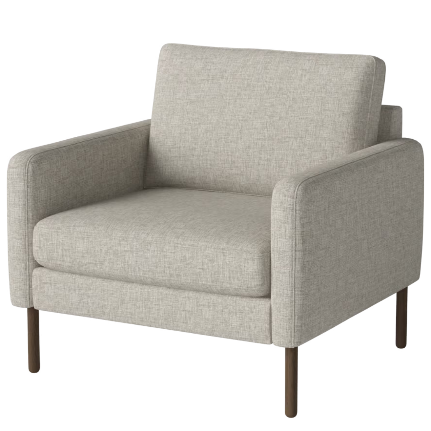 Gestoffeerde fauteuil SCANDINAVIA met een basis van donker eikenhout