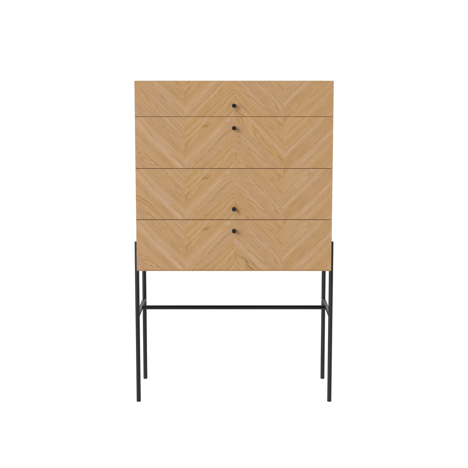 Truhe der Schubladen Luxus -Eichenholz mit einer schwarzen Basis