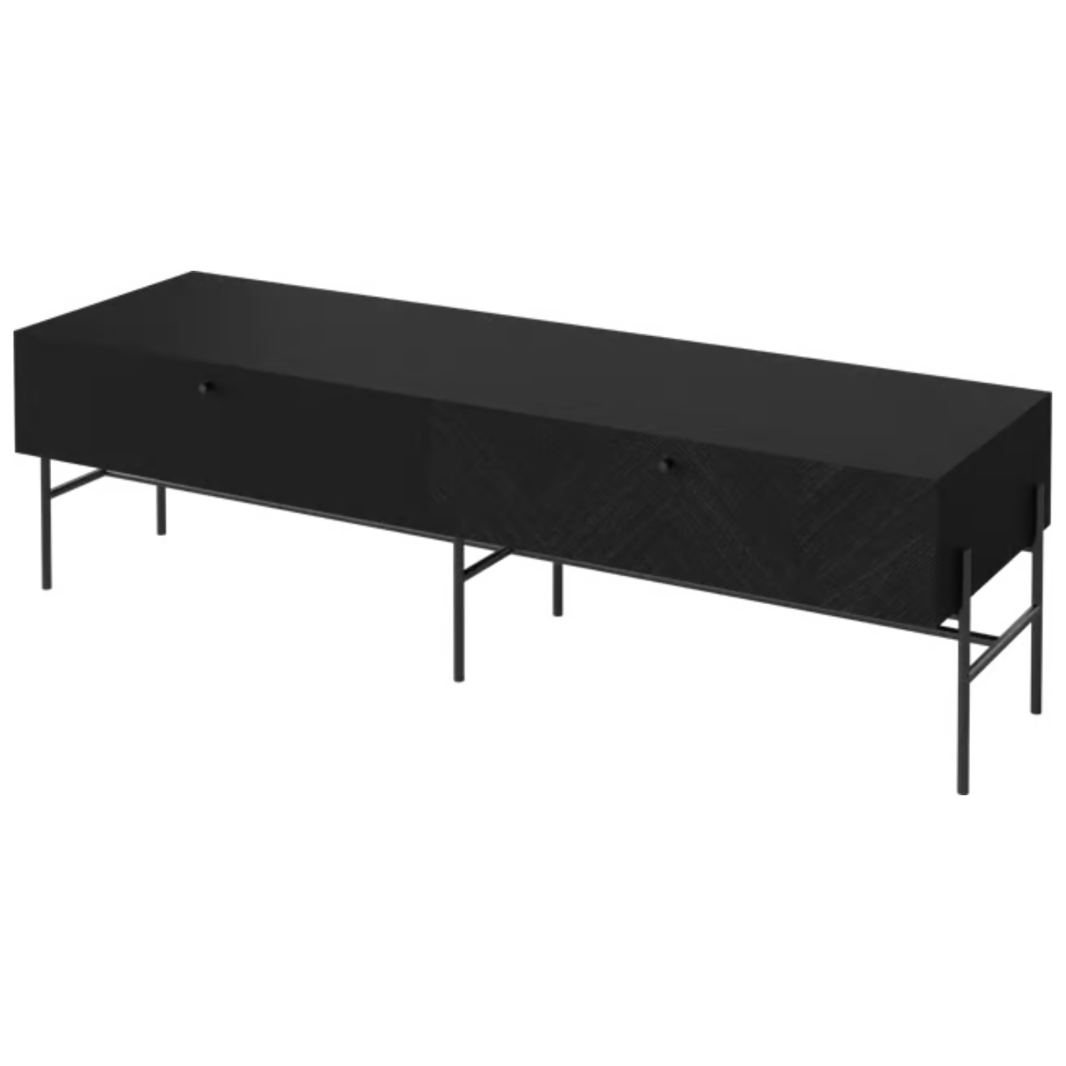 RTV-kast LUXE zwart eikenhout met zwarte basis