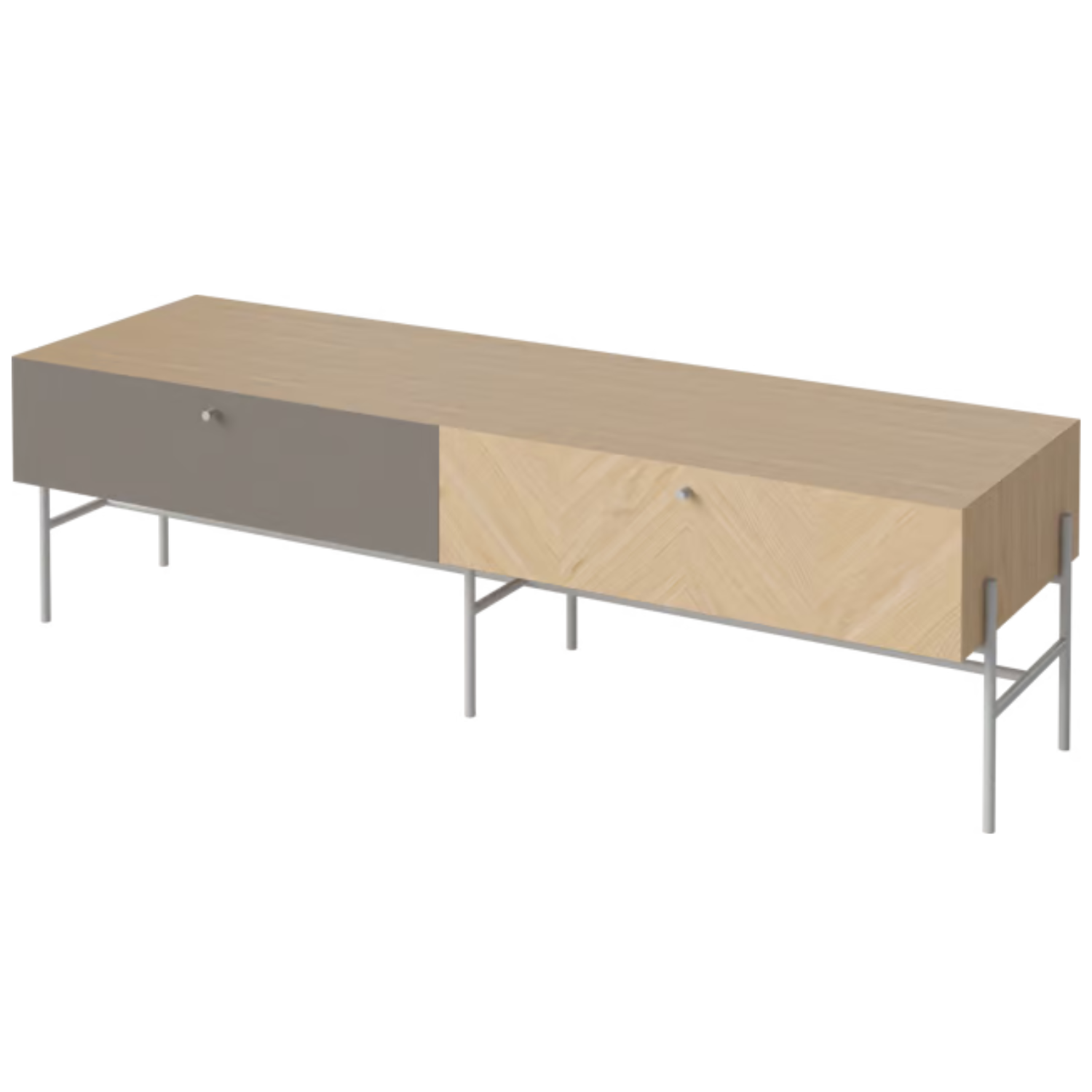 RTV-kast LUXE gebleekt eikenhout met grijze basis