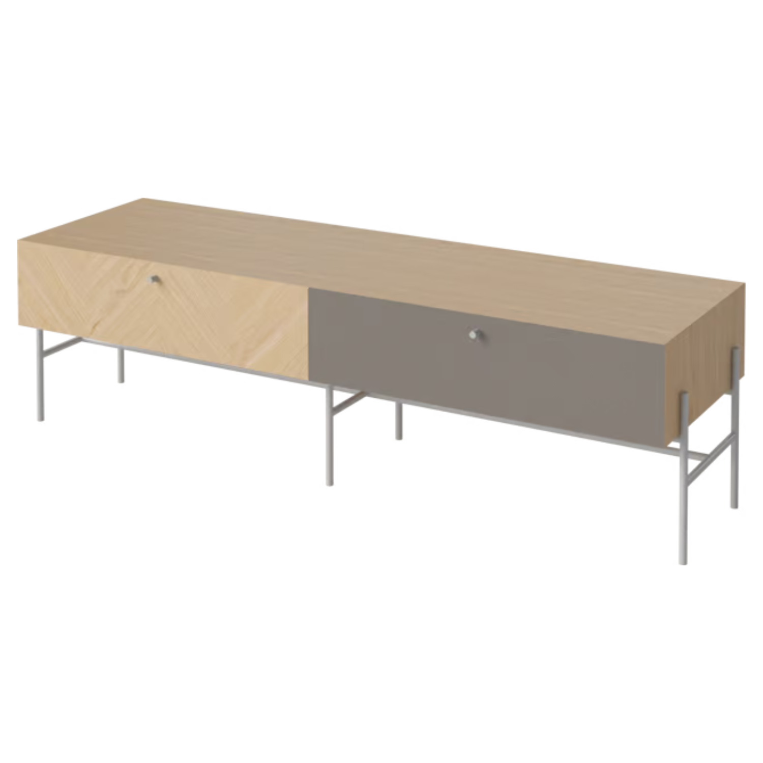 RTV-kast LUXE gebleekt eikenhout met grijze basis