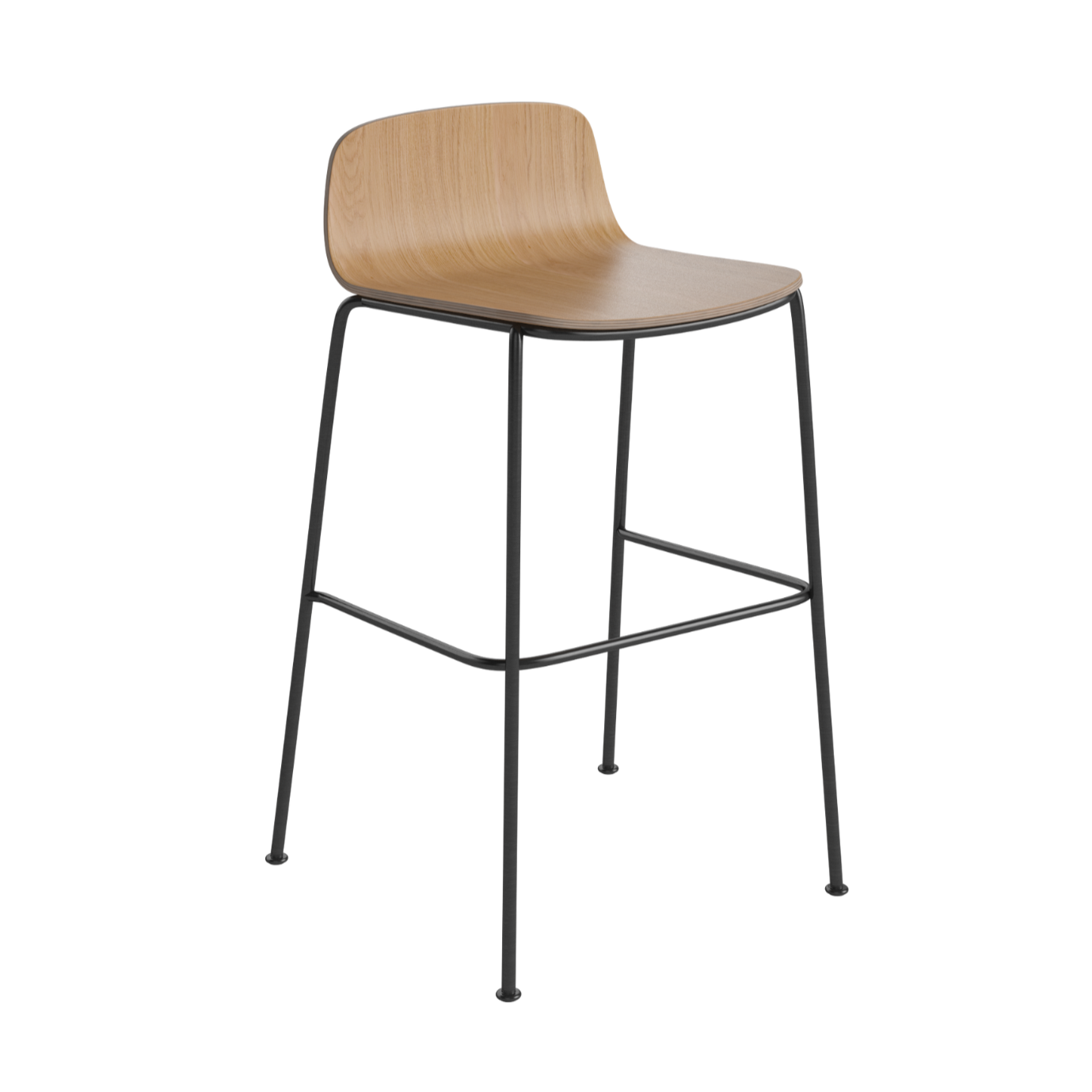 Hocker PALM eikenfineer met zwarte metalen basis