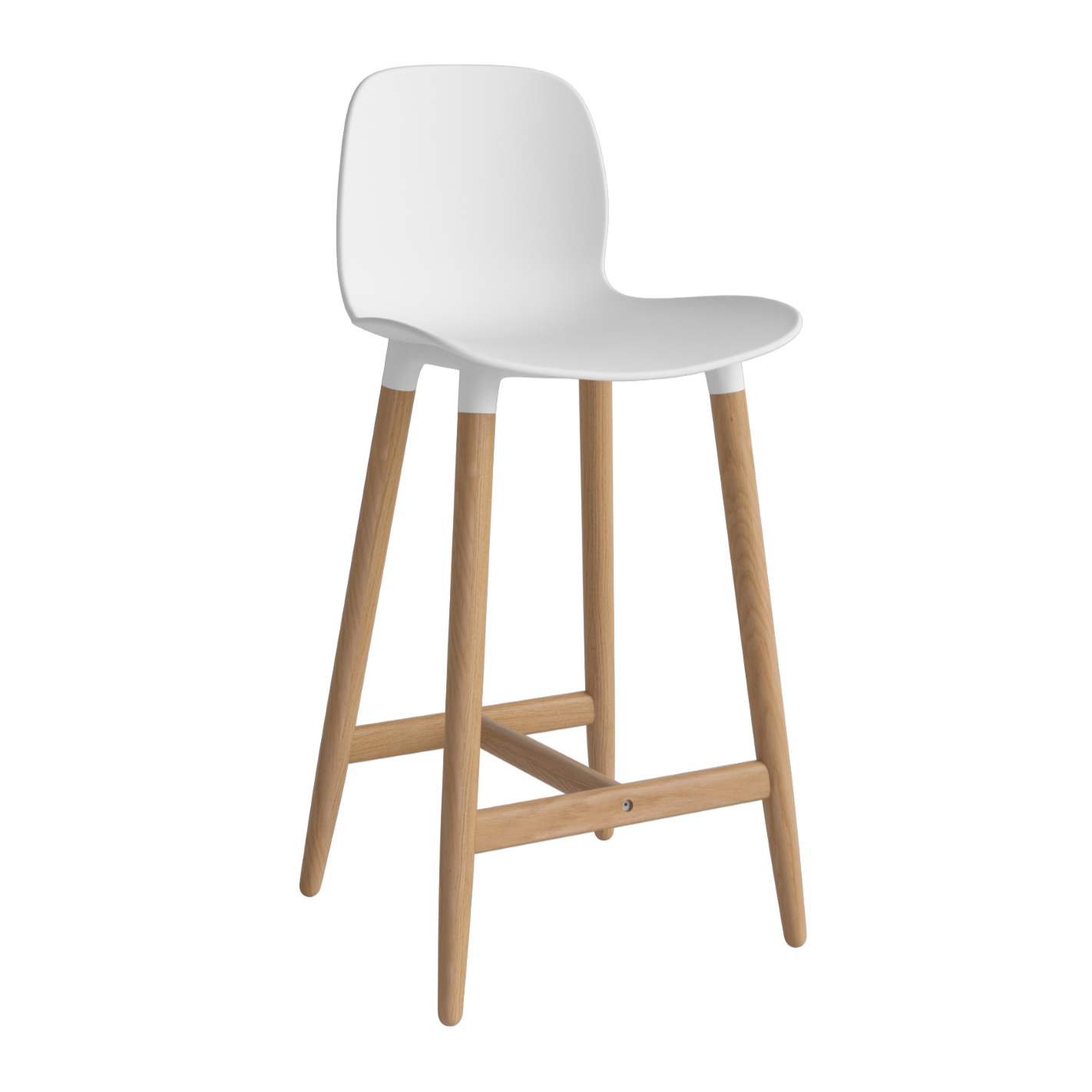 Hocker SEED wit met eiken basis