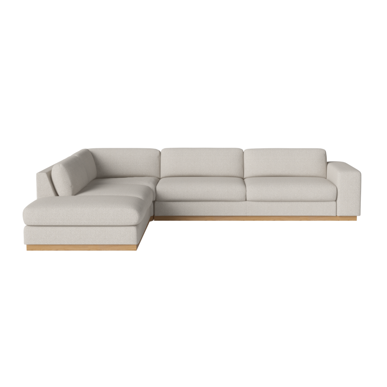 Open linker hoekbank SEPIA met eiken basis