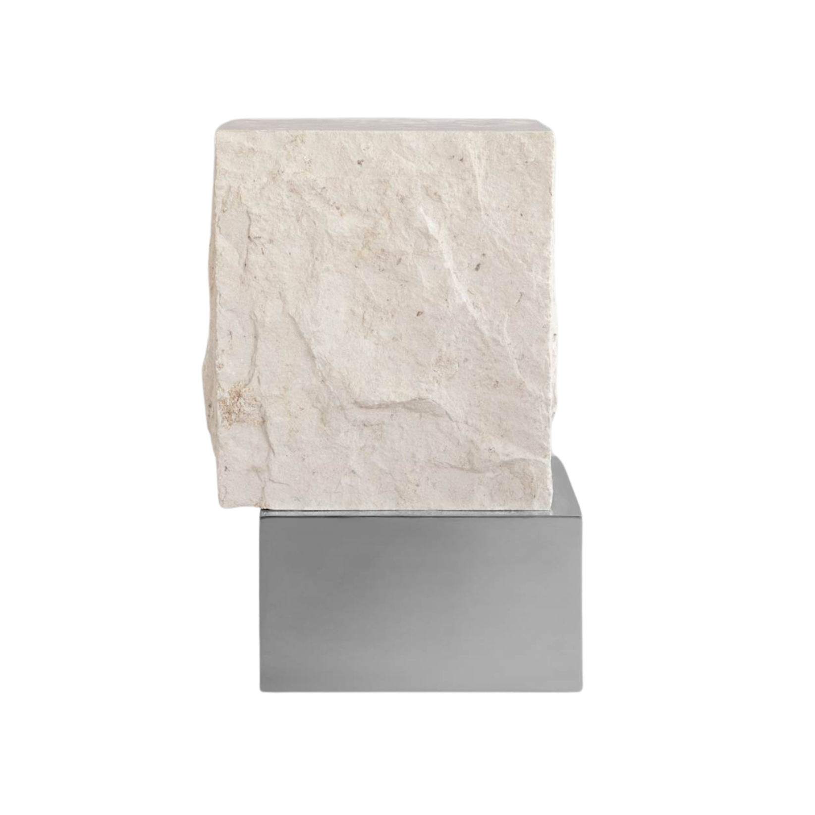 TEMPLE limestone coffee table with a silver base