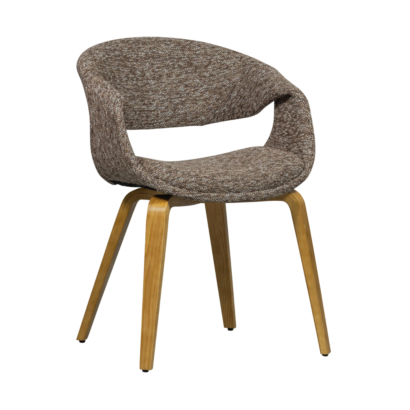 YOSSI fauteuil bruin met lichtbruine houten basis