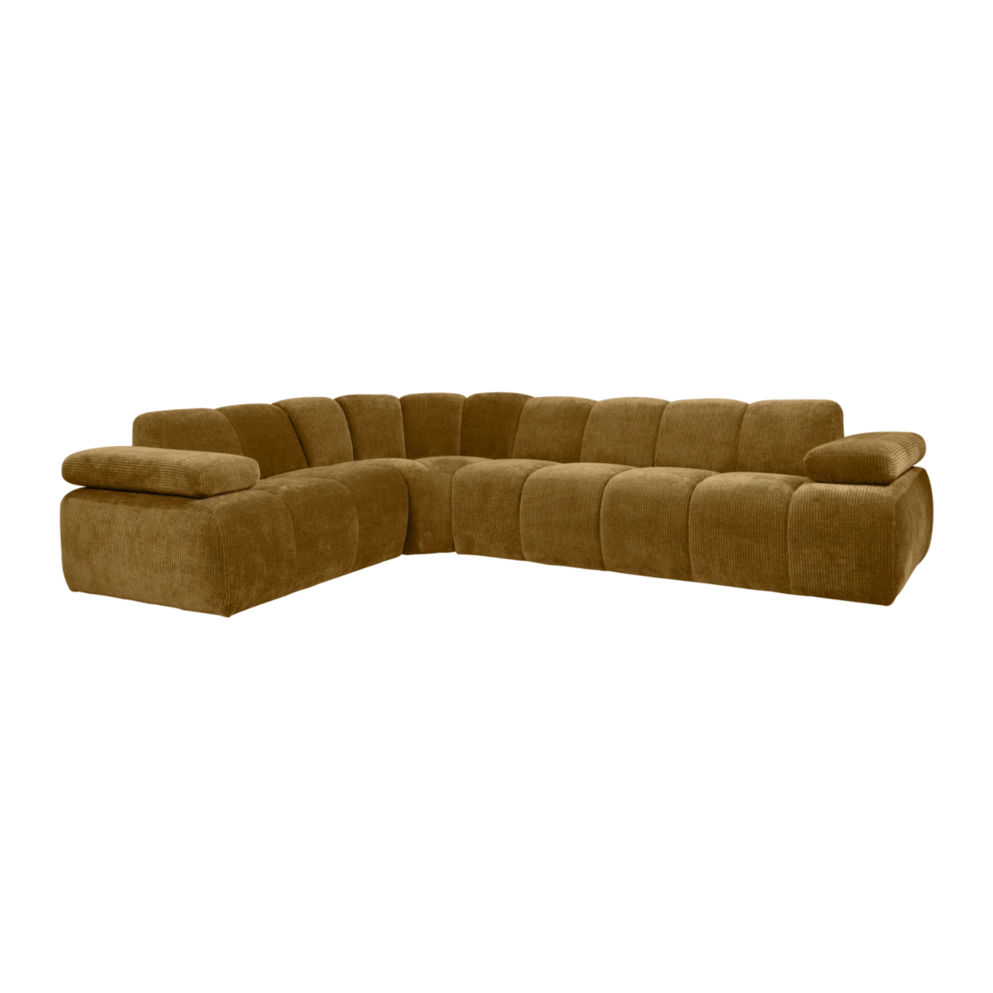 Left-facing modular corner sofa for 6 people MOJO in dark honey corduroy