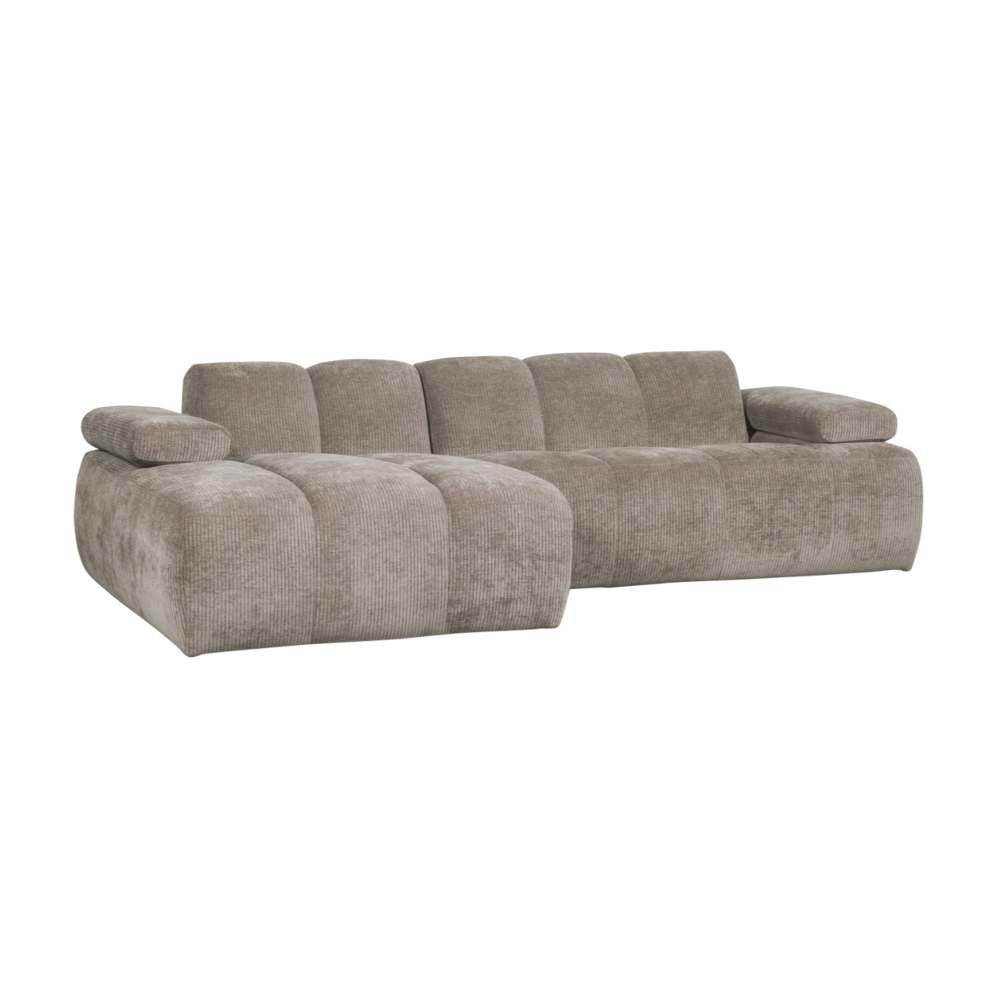 Modularer linksseitiger Ecksofa MOJO in dunkelbeigem Cord