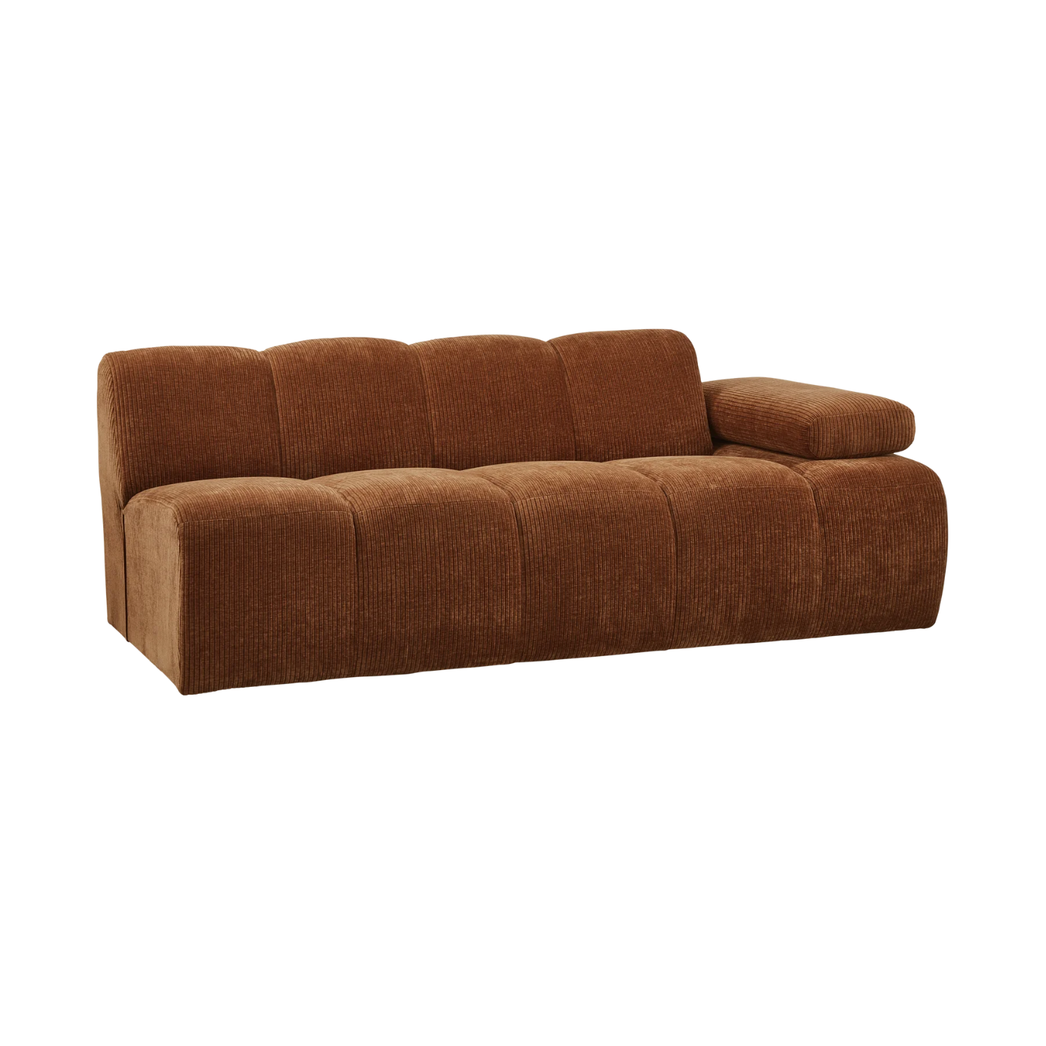 Modulsofa MOJO - 2-sitziges Element rechtsseitig braunes Cord