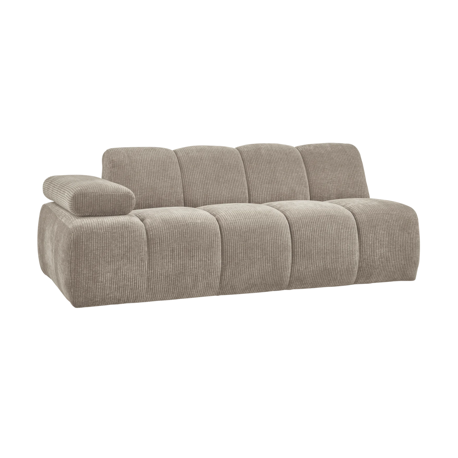 Modulares Sofa MOJO - 2-sitziges Element linksseitig in dunkelsandfarbener Cord-Optik