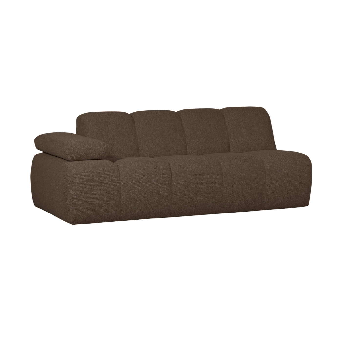 Modulares Sofa MOJO - 2-sitziges Element linksseitig in dunkelbraunem Bouclé