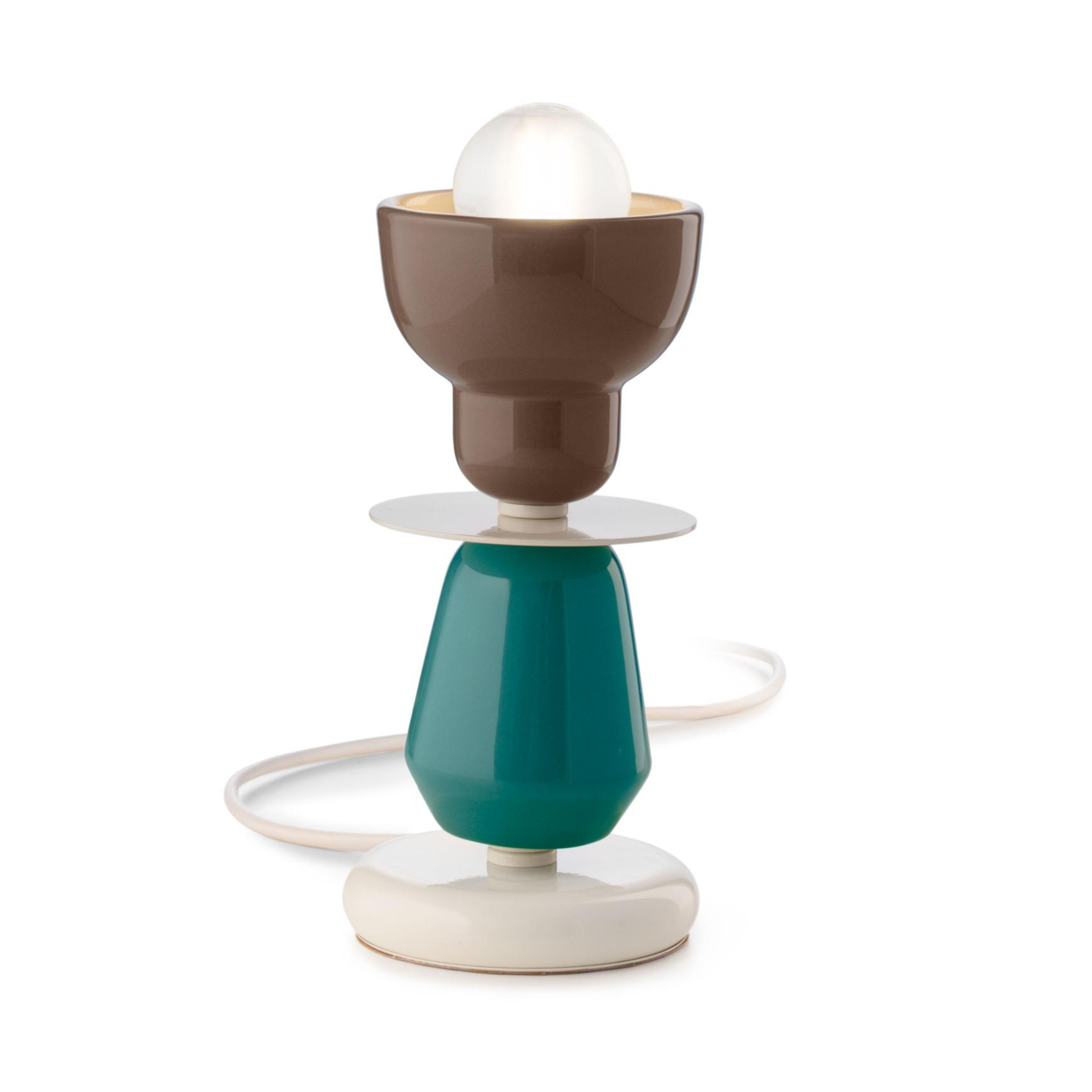 Tafellamp van keramiek BERIMBAU turkoois met mokka