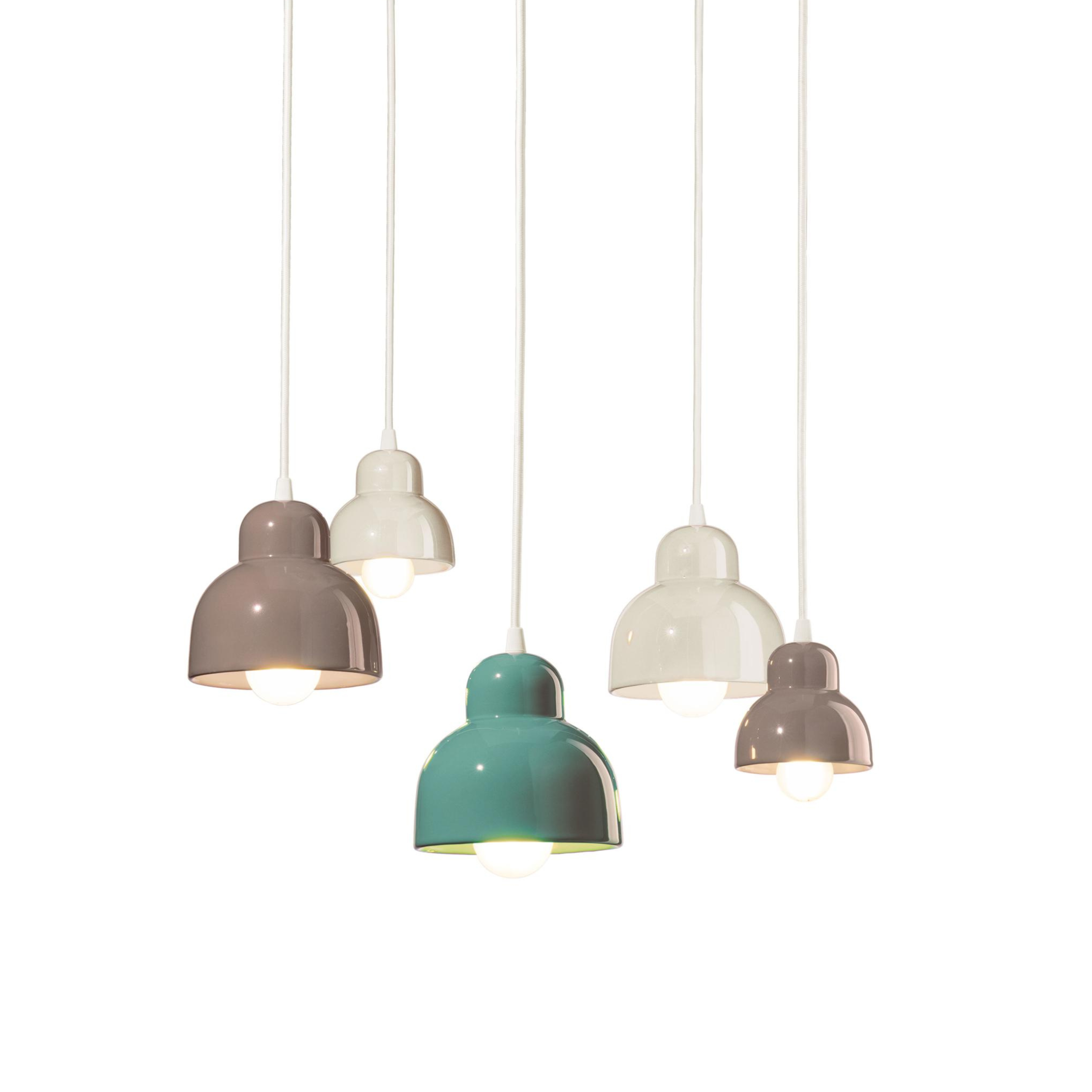 BERIMBAU MIX ceramic chandelier in cream with beige and turquoise