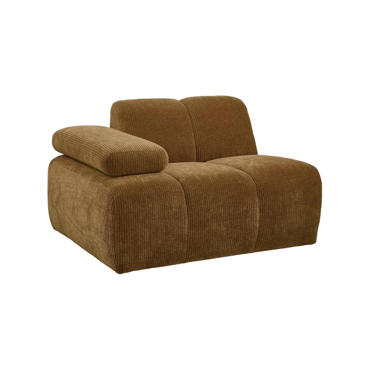 Modulaire bank MOJO - linker element donker honingkleurig ribfluweel