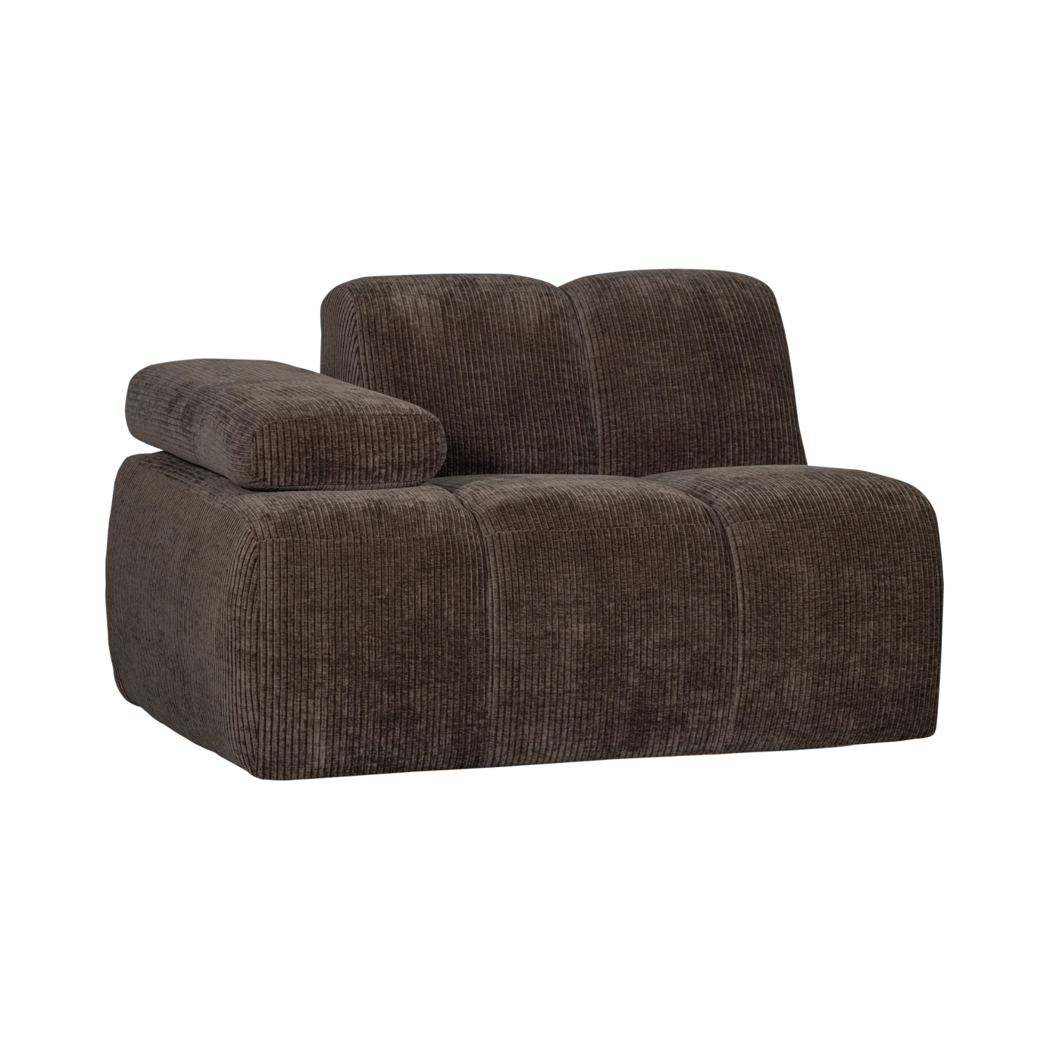 Modulares Sofa MOJO - linkes Element in dunkelbraunem Cord