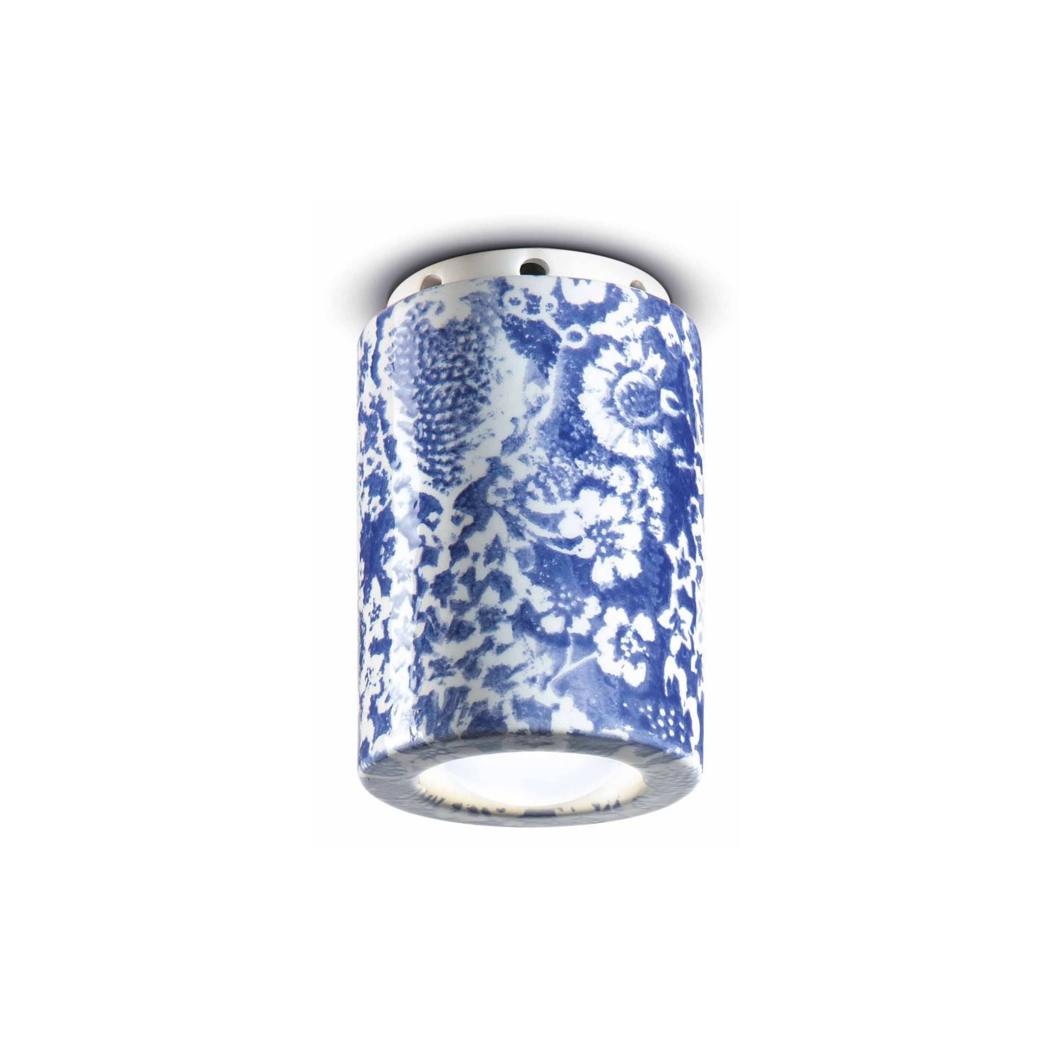 Keramische spotlamp PI blauwe bloemen