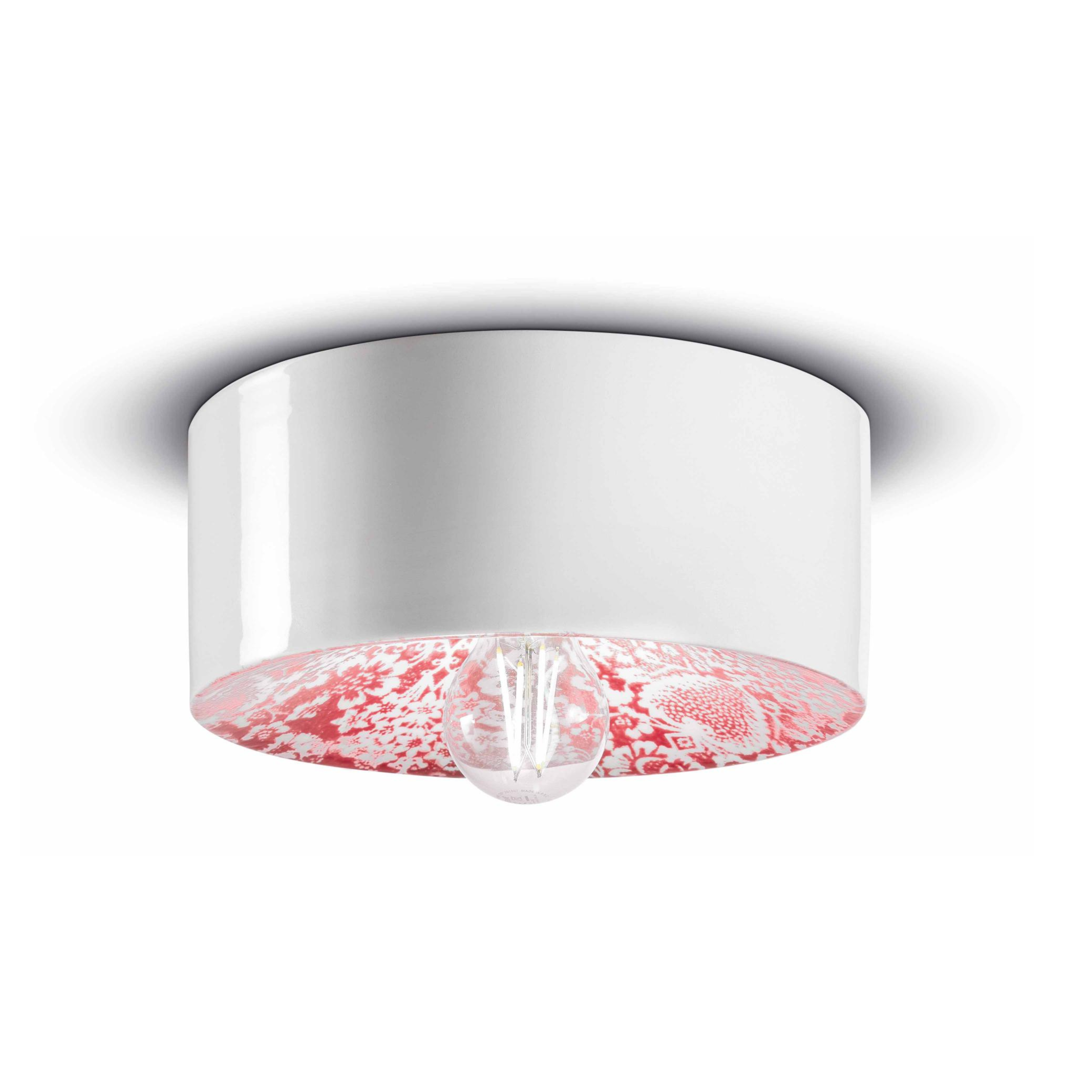 Ceramic wall lamp PI red plant pattern