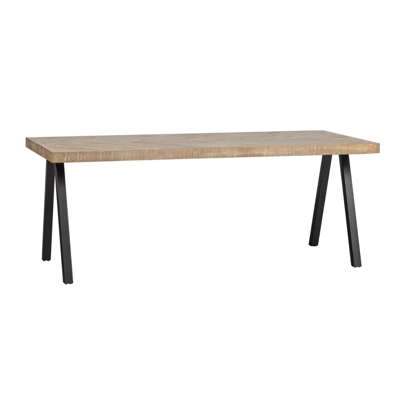 Tafel in visgraat TABLO van mango-hout met een V-vormige basis