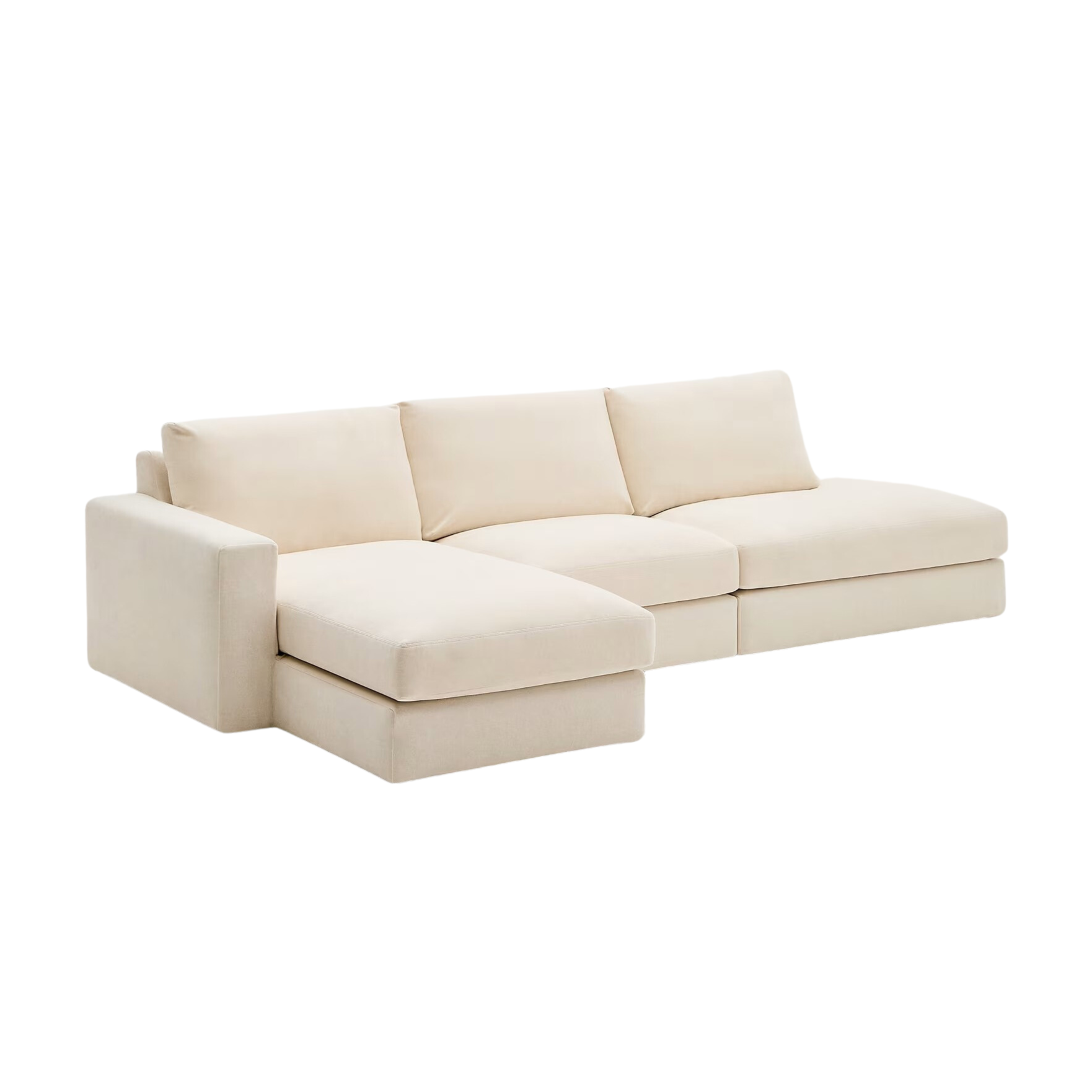 5-Sitzer-Ecksofa links ALEA ecru Chenille