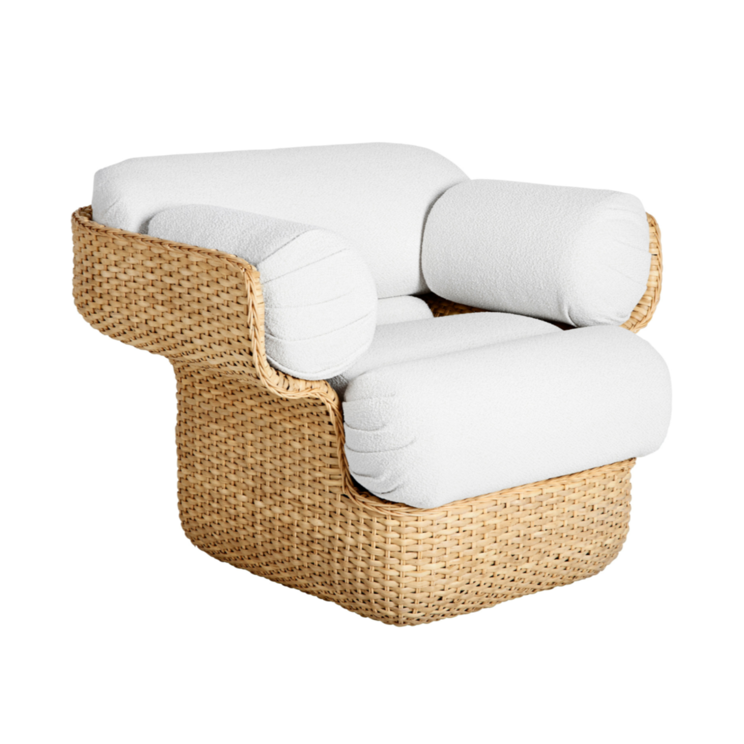 Witte BASKET fauteuil met riet