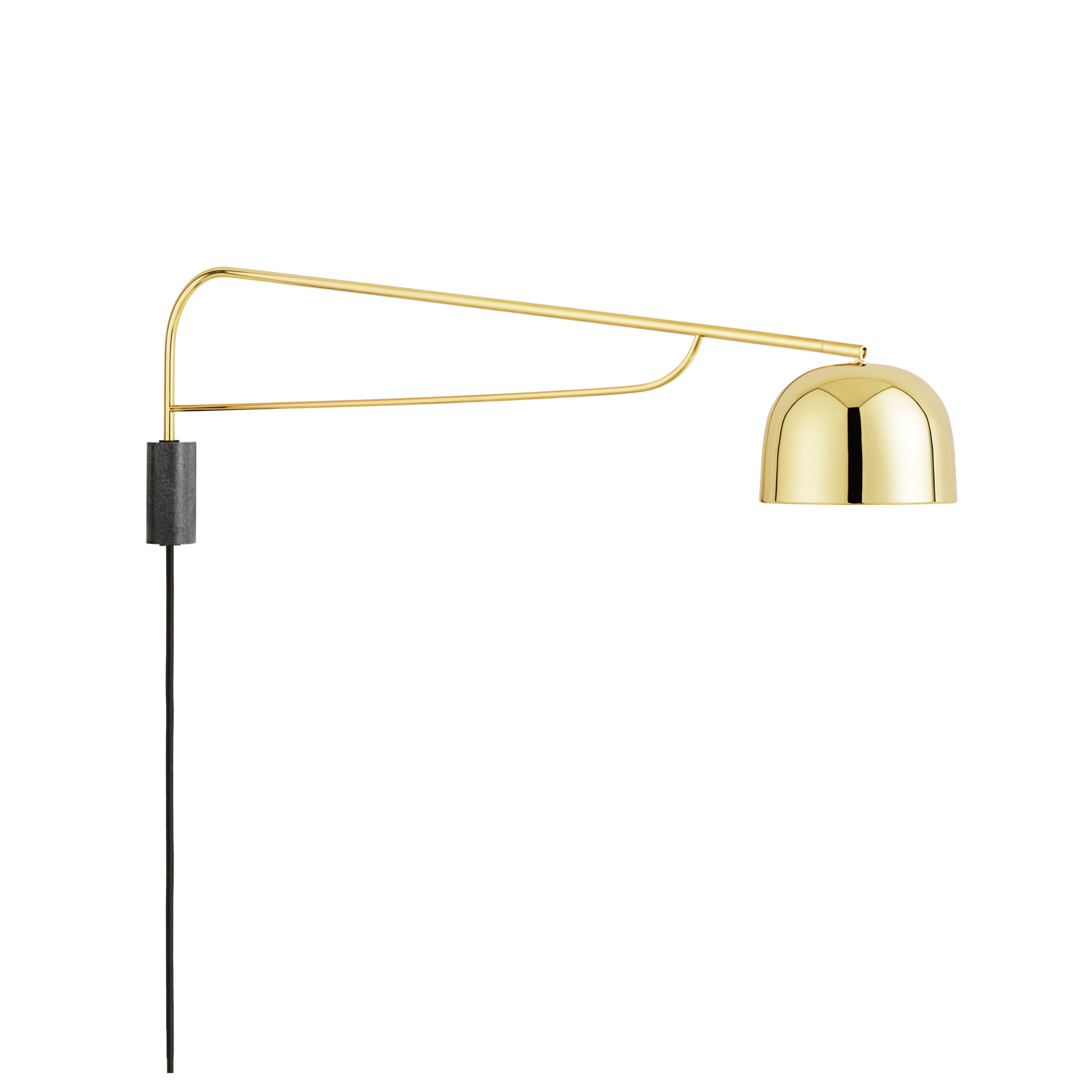 Wall lamp with arm GRANT gold with black granite