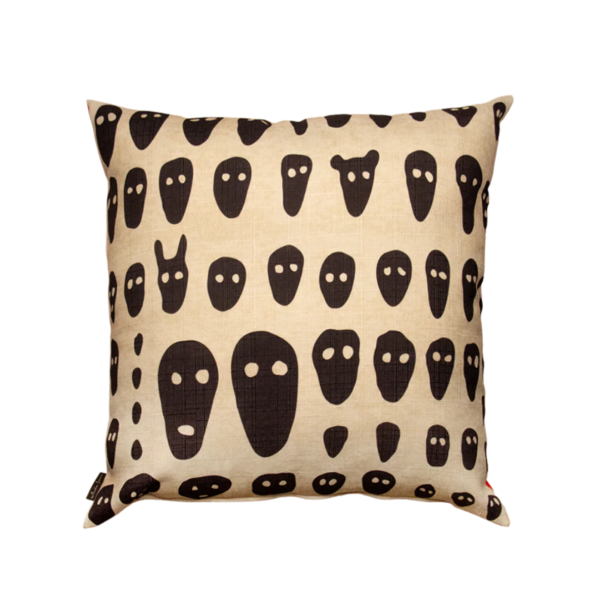 Double-sided cushion FACES ON RED red with beige