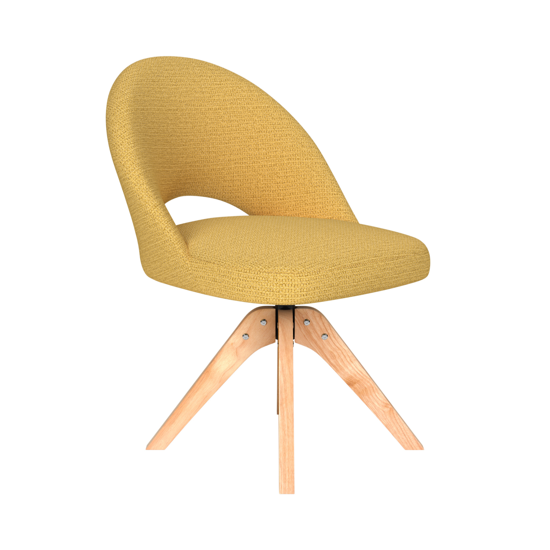 Draaistoel MICK geel met houten basis