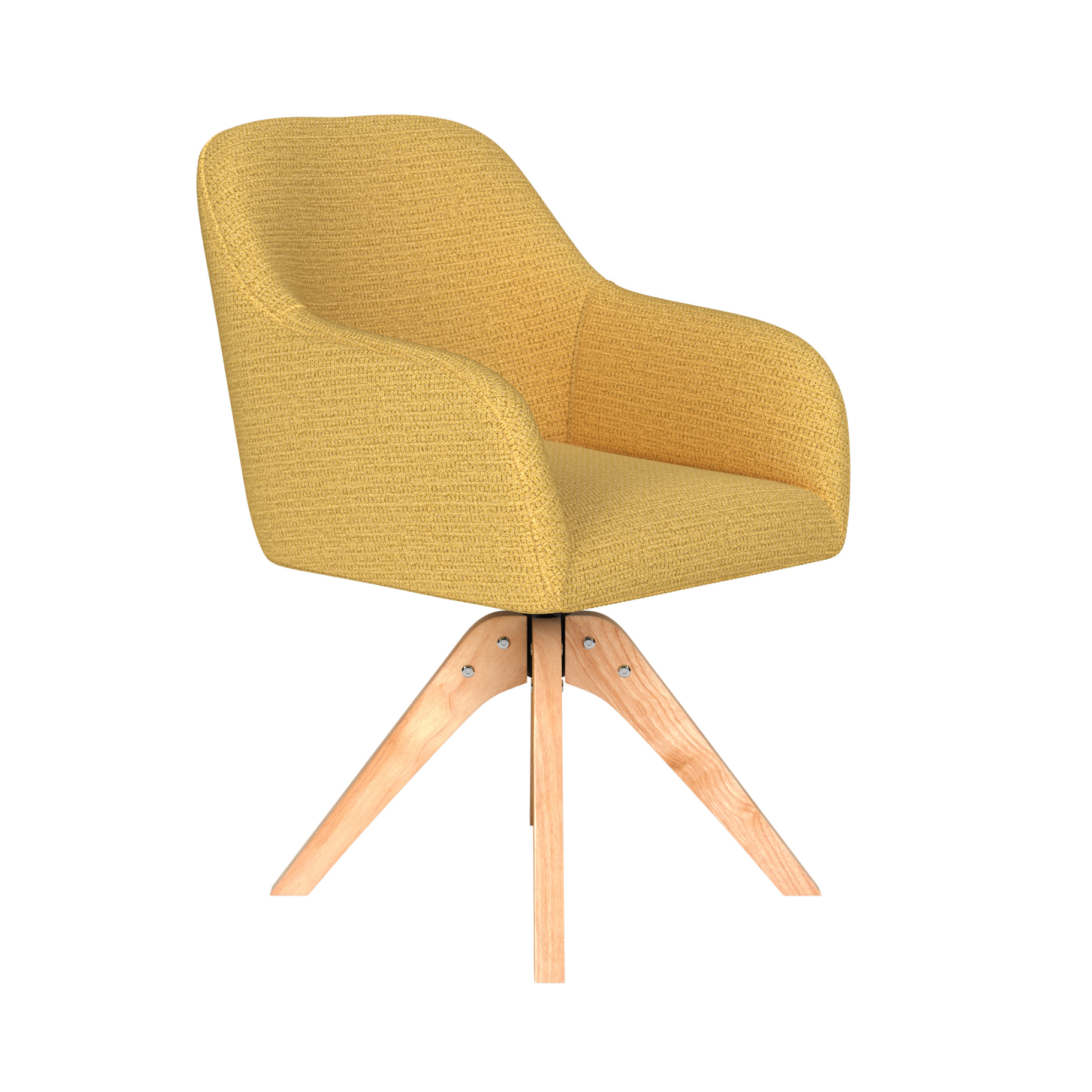 Drehstuhl OTIS gelb mit Holzfuß