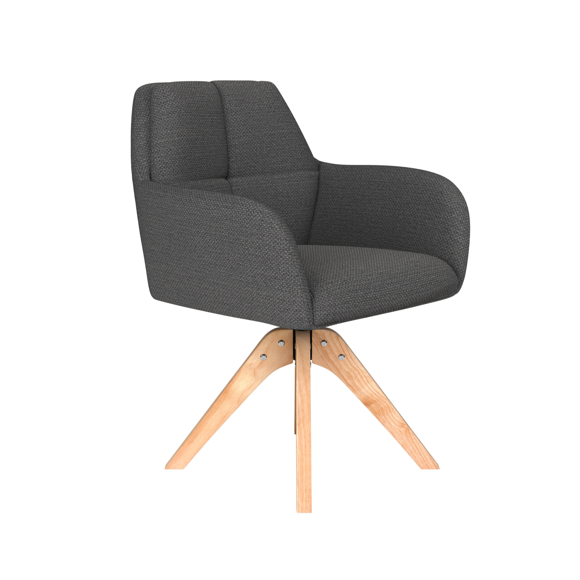 PETE swivel chair gray with wooden base