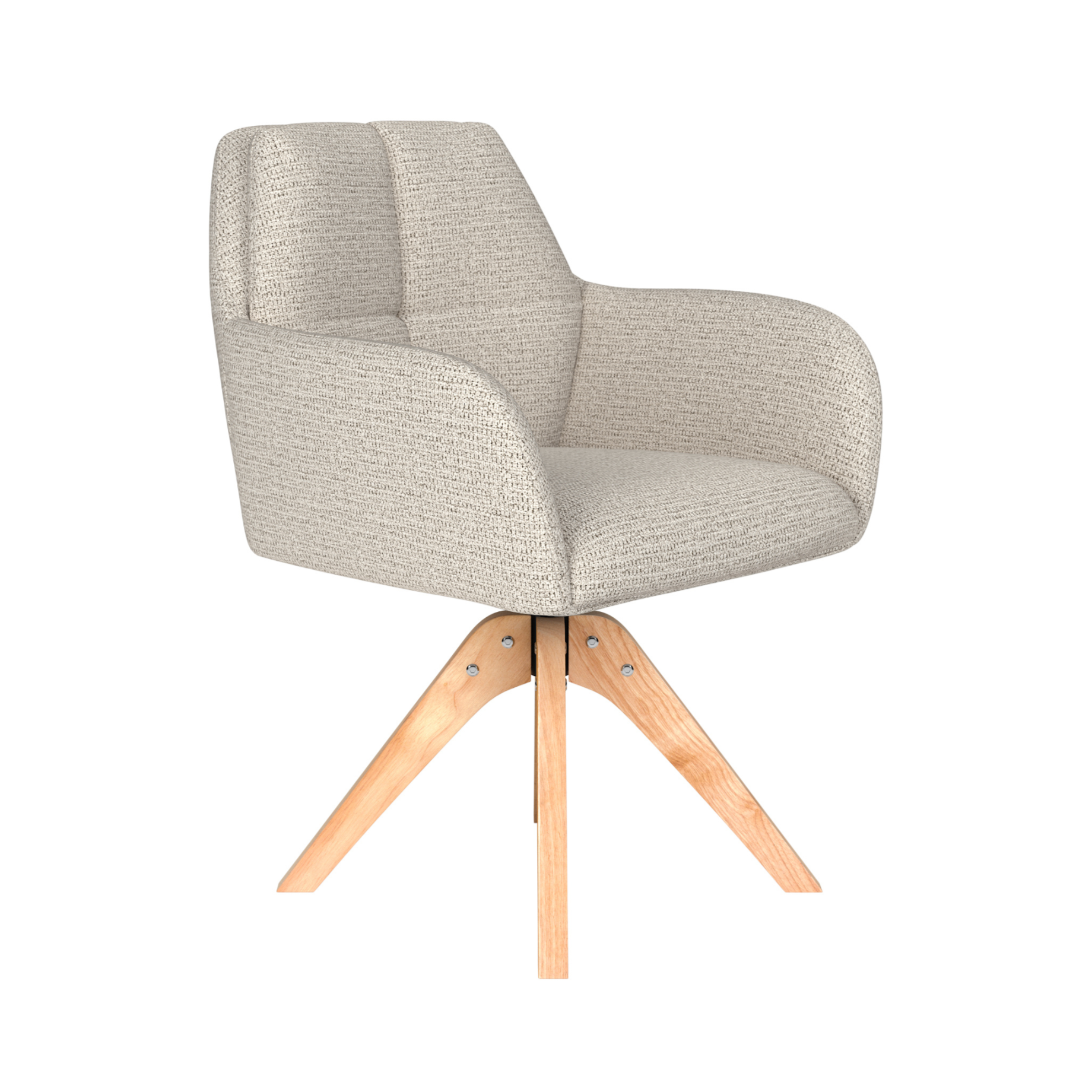 Draaistoel PETE wit melange met houten basis