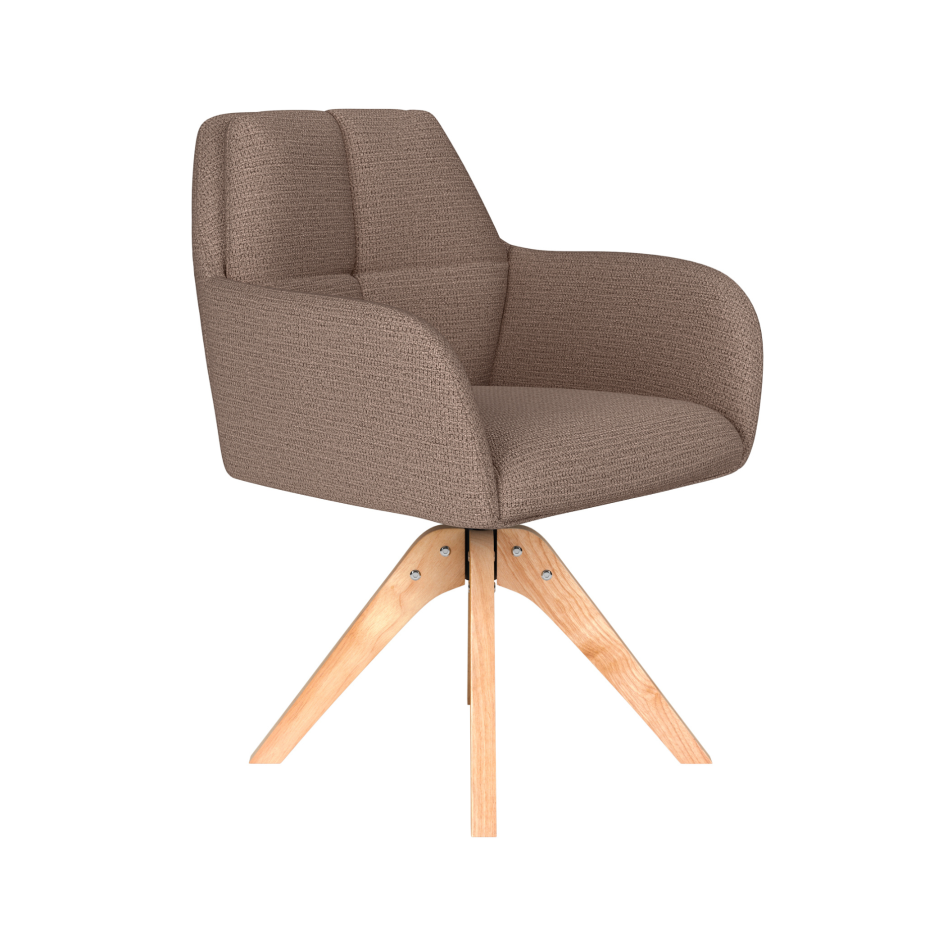 PETE taupe swivel chair with wooden base