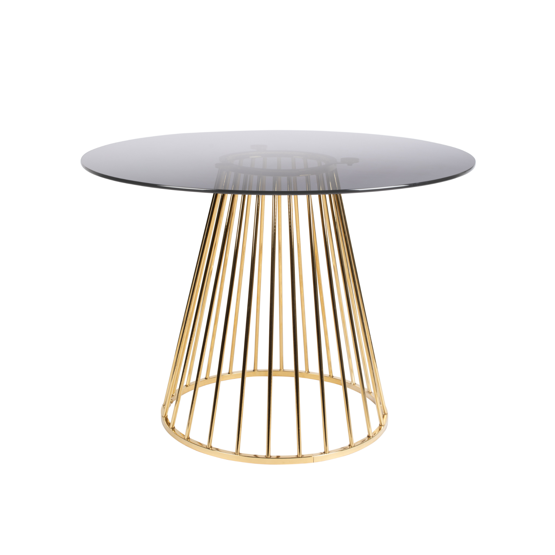 Ronde tafel FLORIS zwart glas met gouden voet