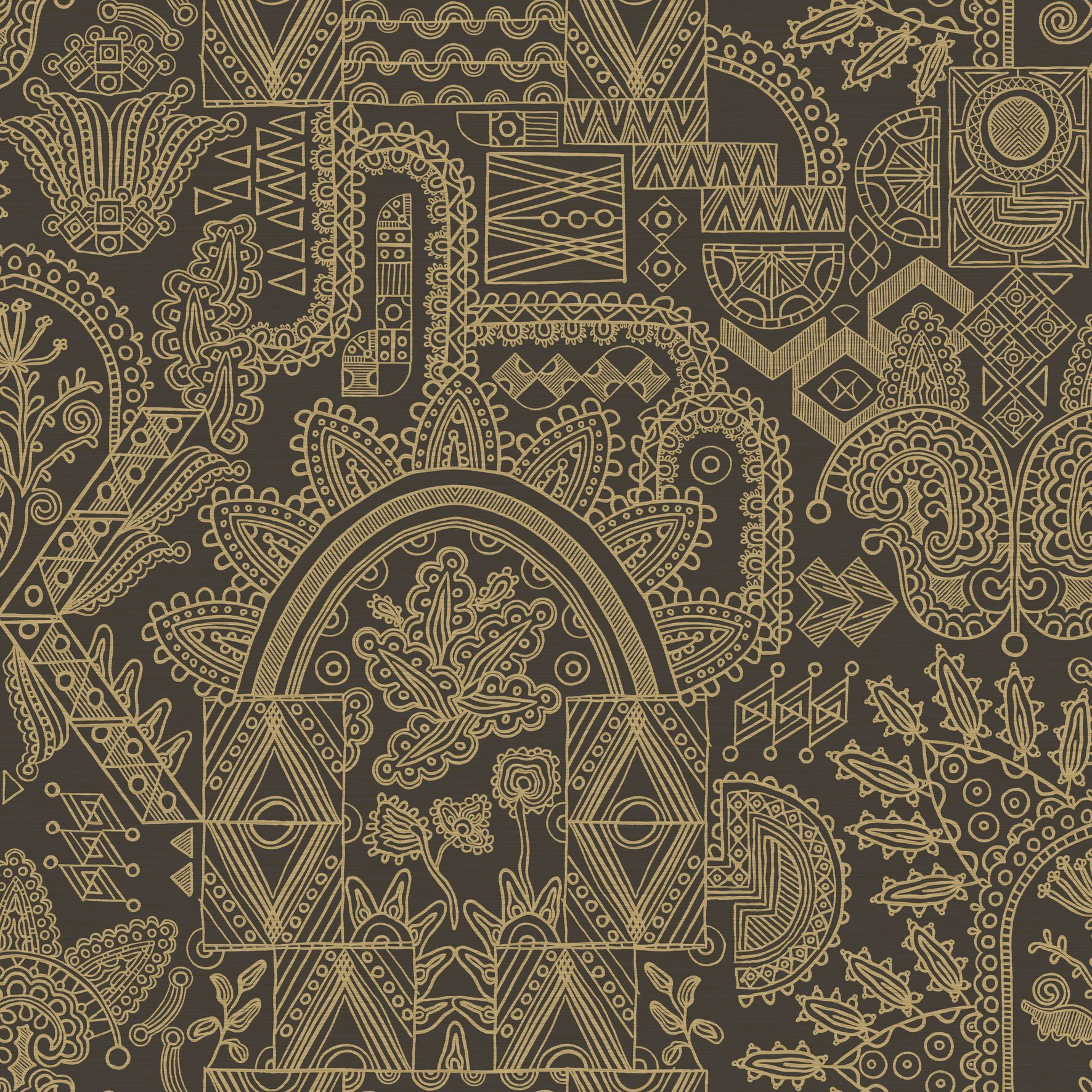 Vlies-Tapete JOIE schwarz mit Gold