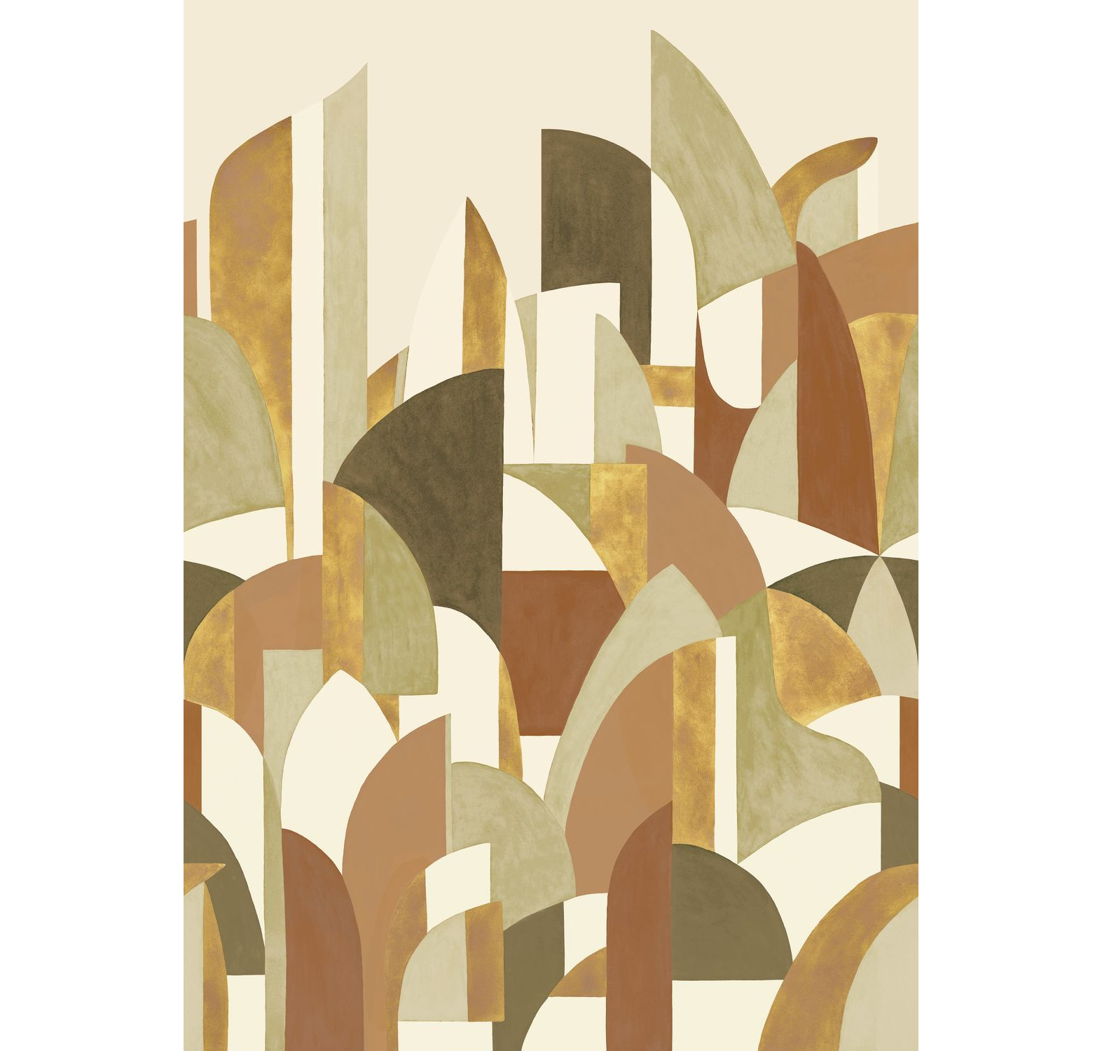 Muurschildering met abstract patroon PABLO beige met groen