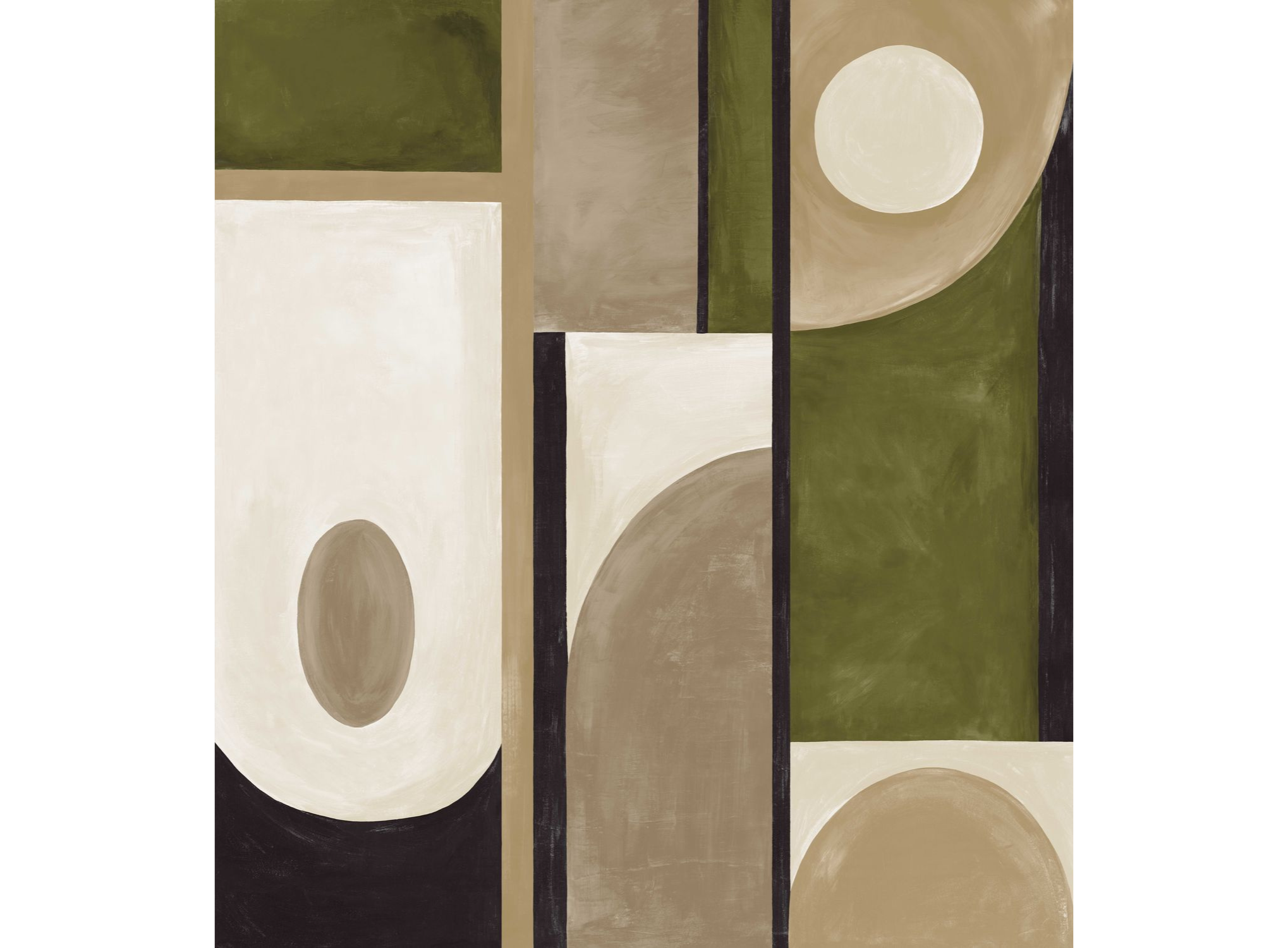 Mural with Abstract Pattern PICTURA Brown with Green