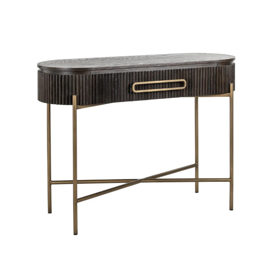 Konsola LUXOR donkerbruin met een messing basis