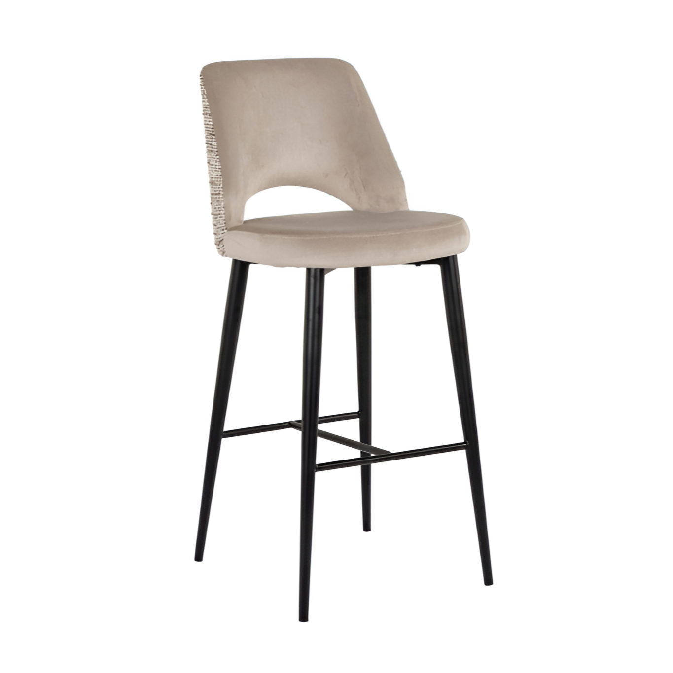 Beige barhocker TABITHA met zwarte basis