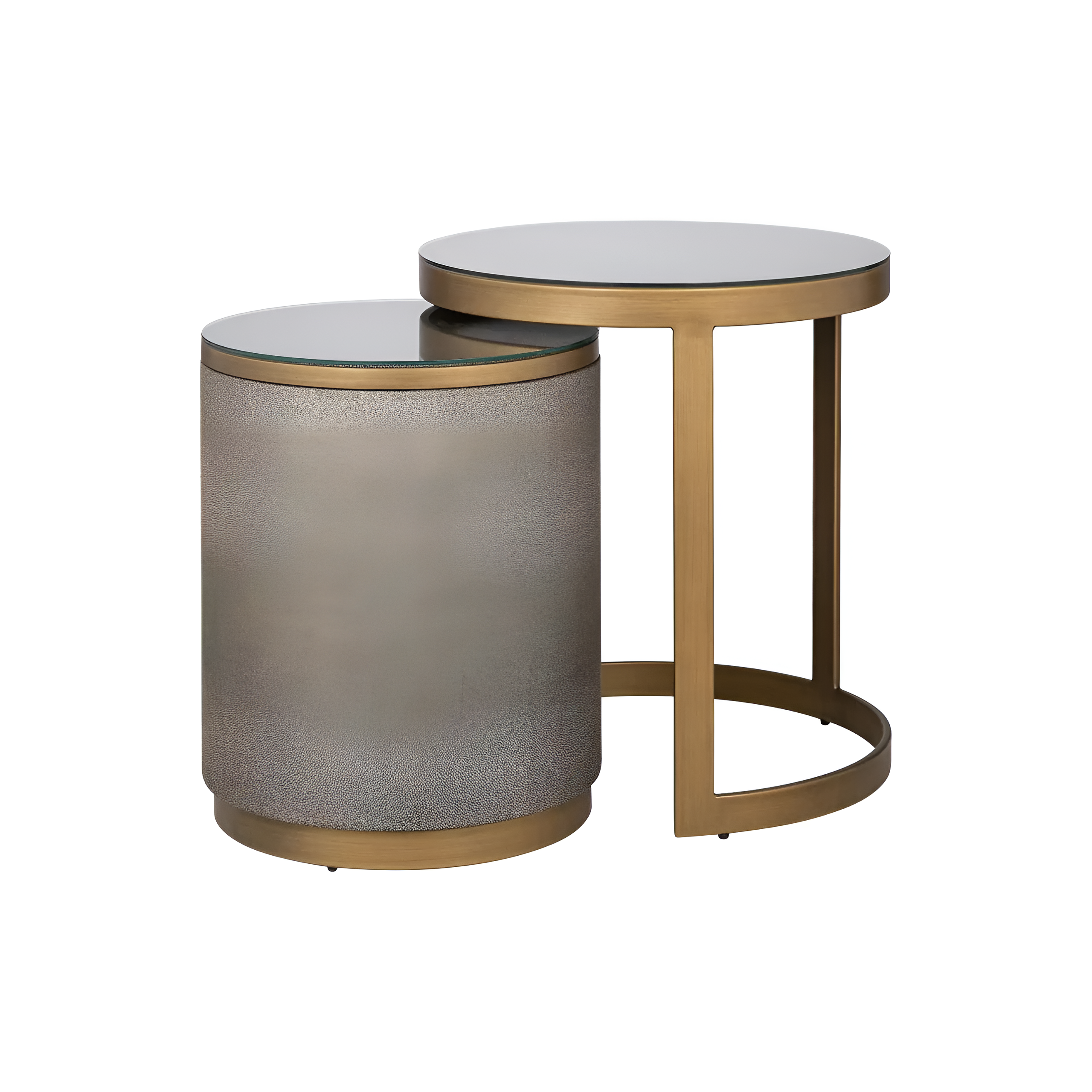 Set van bijzettafels BLOOMVILLE bruin met goud