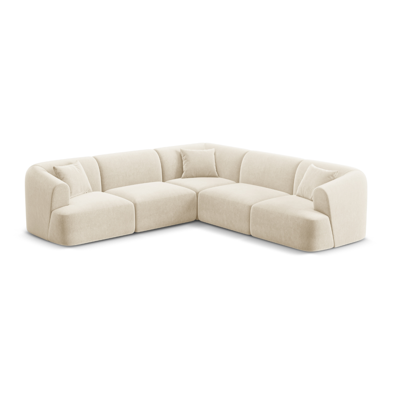 Symmetrical Velvet Corner Sofa for 4 People CAMPI Light Beige