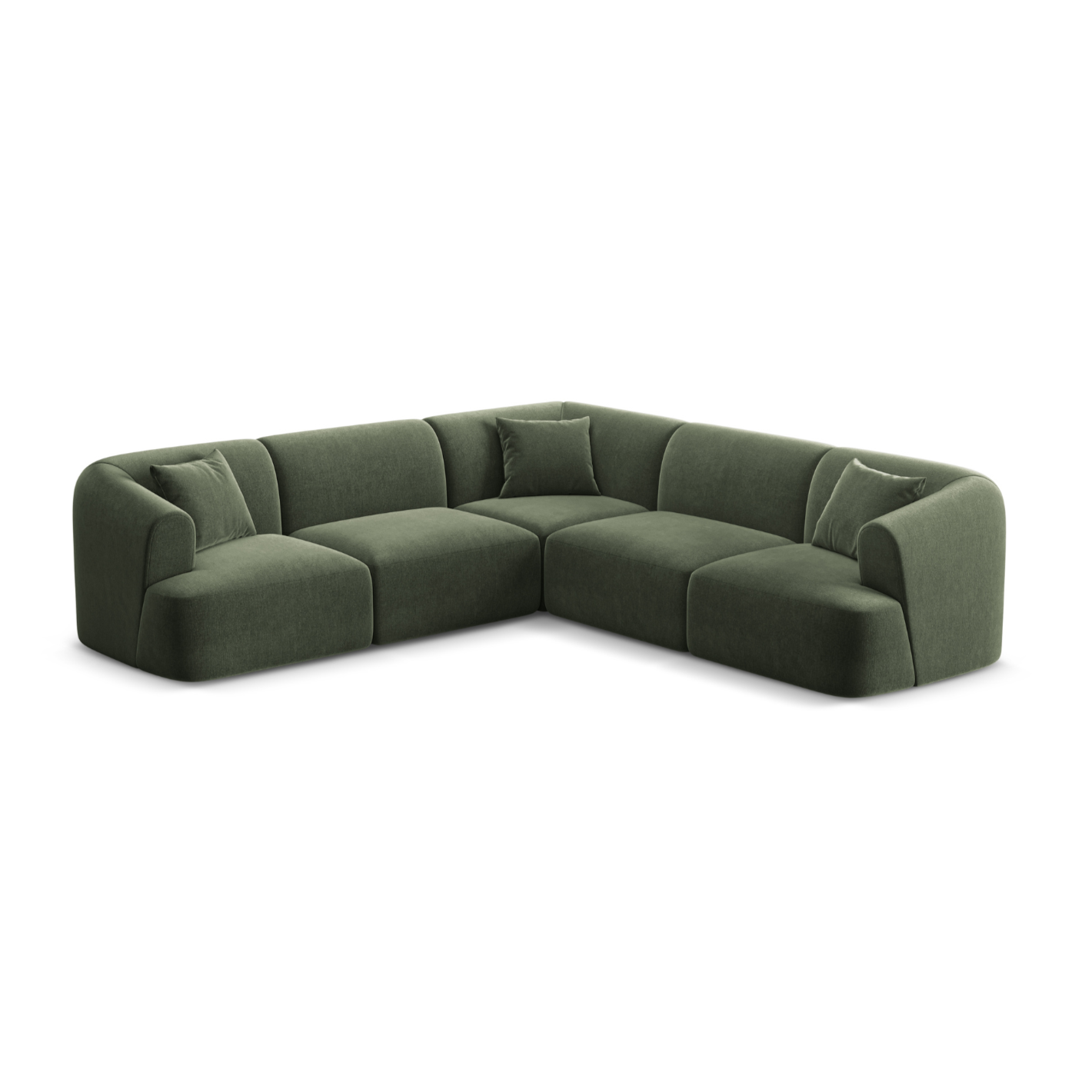 Symmetrical Velvet Corner Sofa for 4 People CAMPI Green