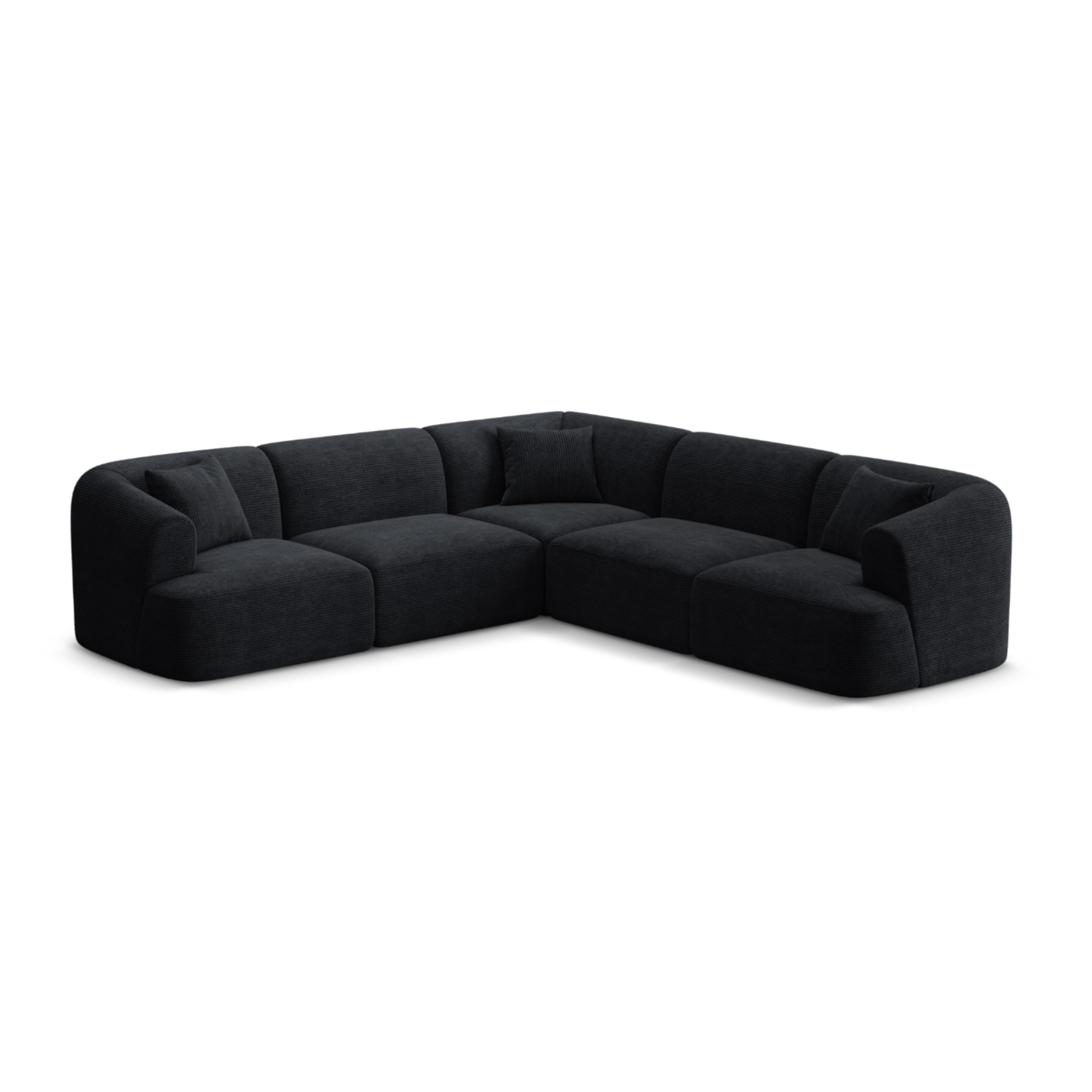 Symmetrisches 4-Sitzer-Sofa CAMPI schwarzes Cord