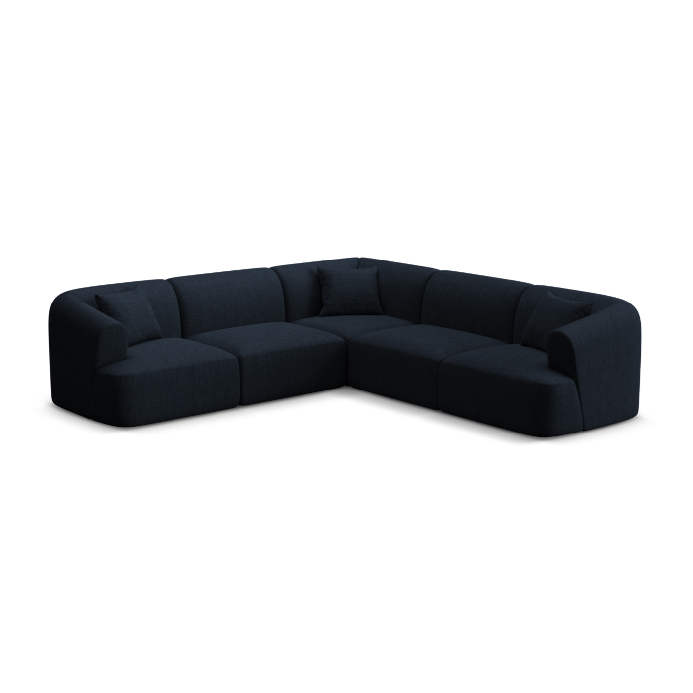 Symmetrische 4-Sitzer-Couch CAMPI in blauer Chenille
