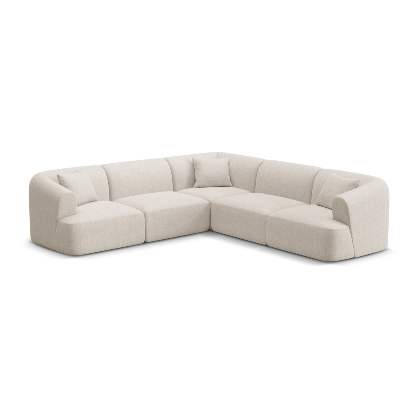 Symmetrische 4-Sitzer-Couch CAMPI in cremefarbenem Chenille