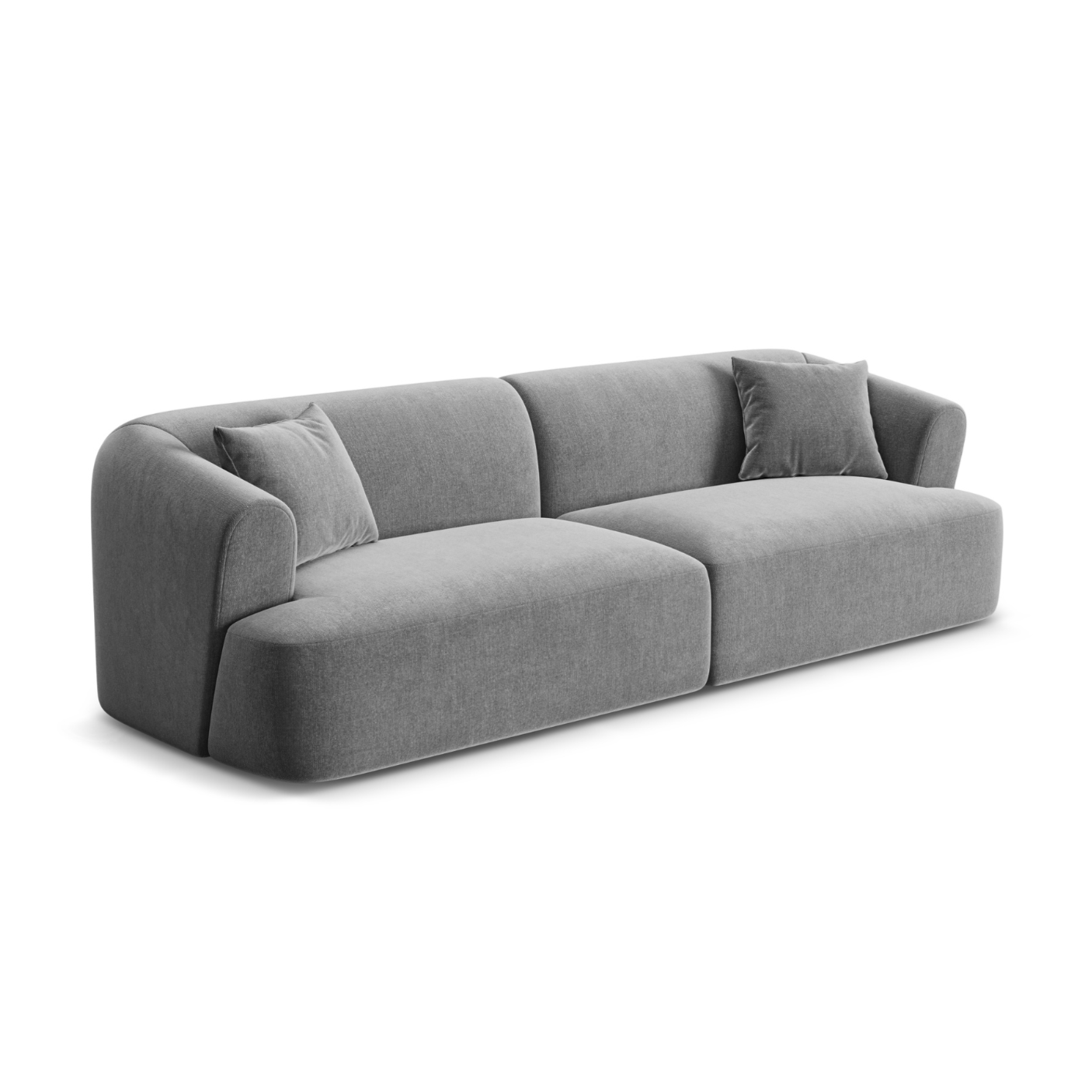 Grijze 4-persoons fluwelen bank CAMPI