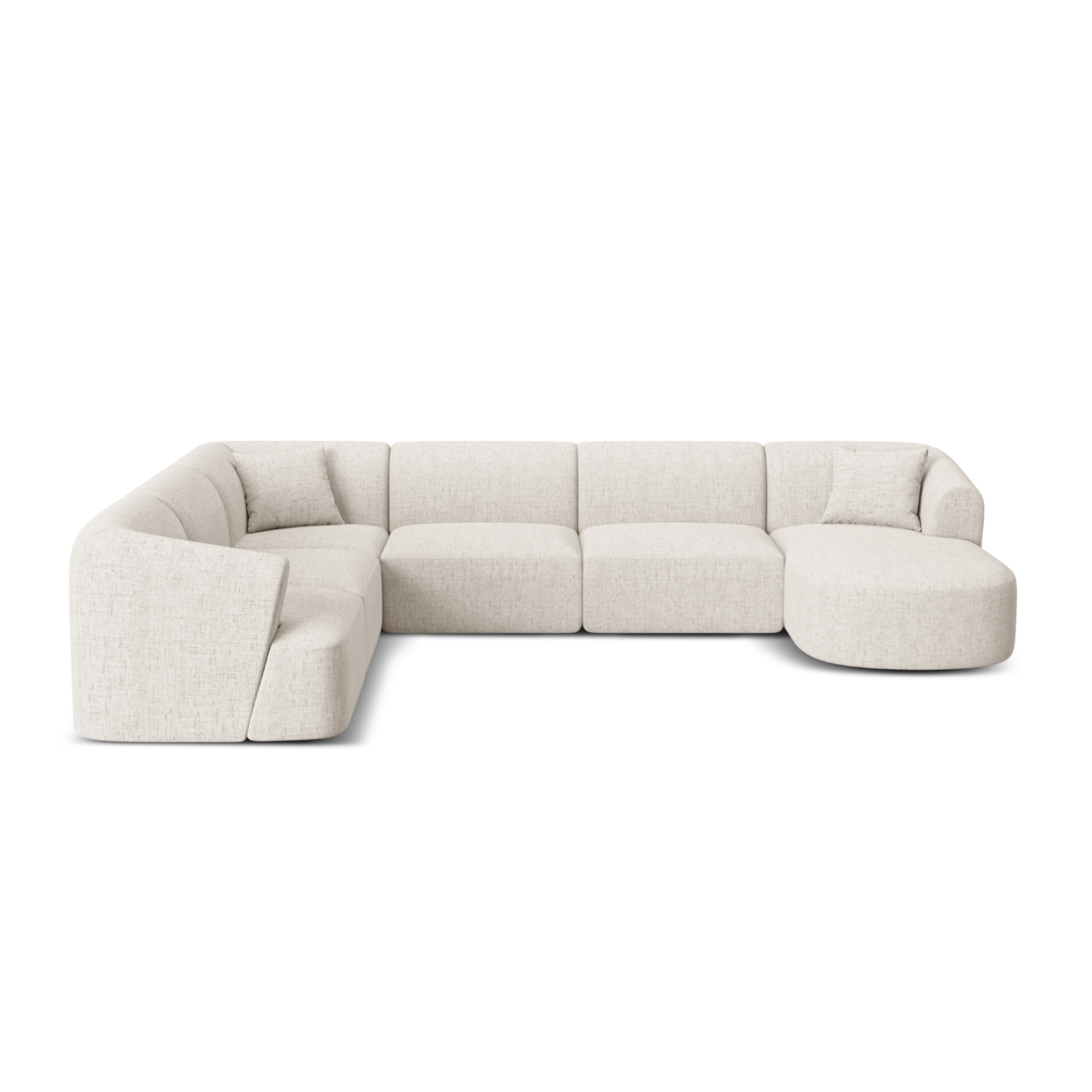 Panoramische linkerhoekbank voor 7 personen CAMPI crèmekleurig chenille