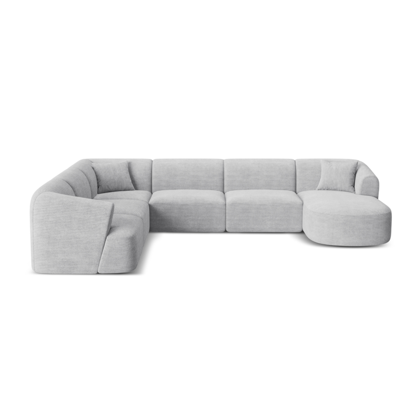 Left-sided panoramic corner sofa for 7 people CAMPI light gray corduroy
