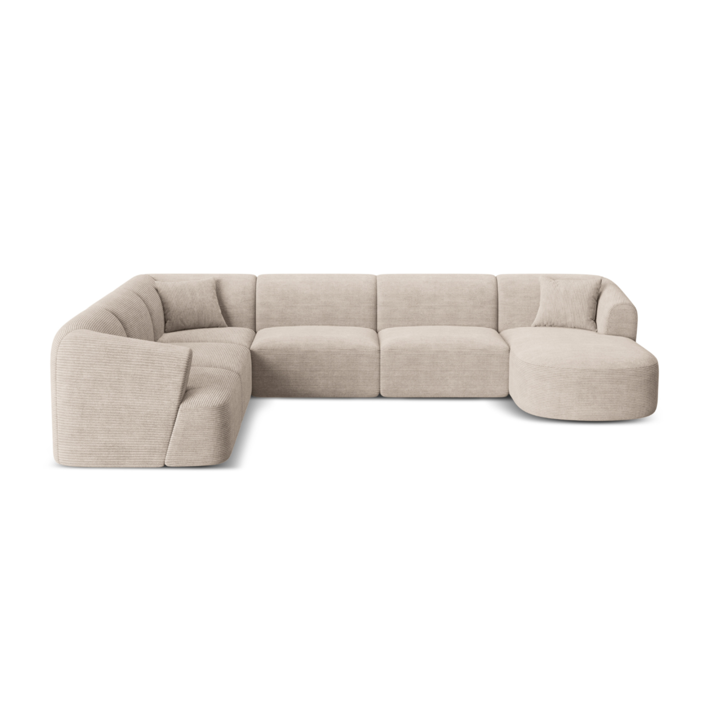 Linksseitiges Panoramabettsofa für 7 Personen CAMPI beige Cord