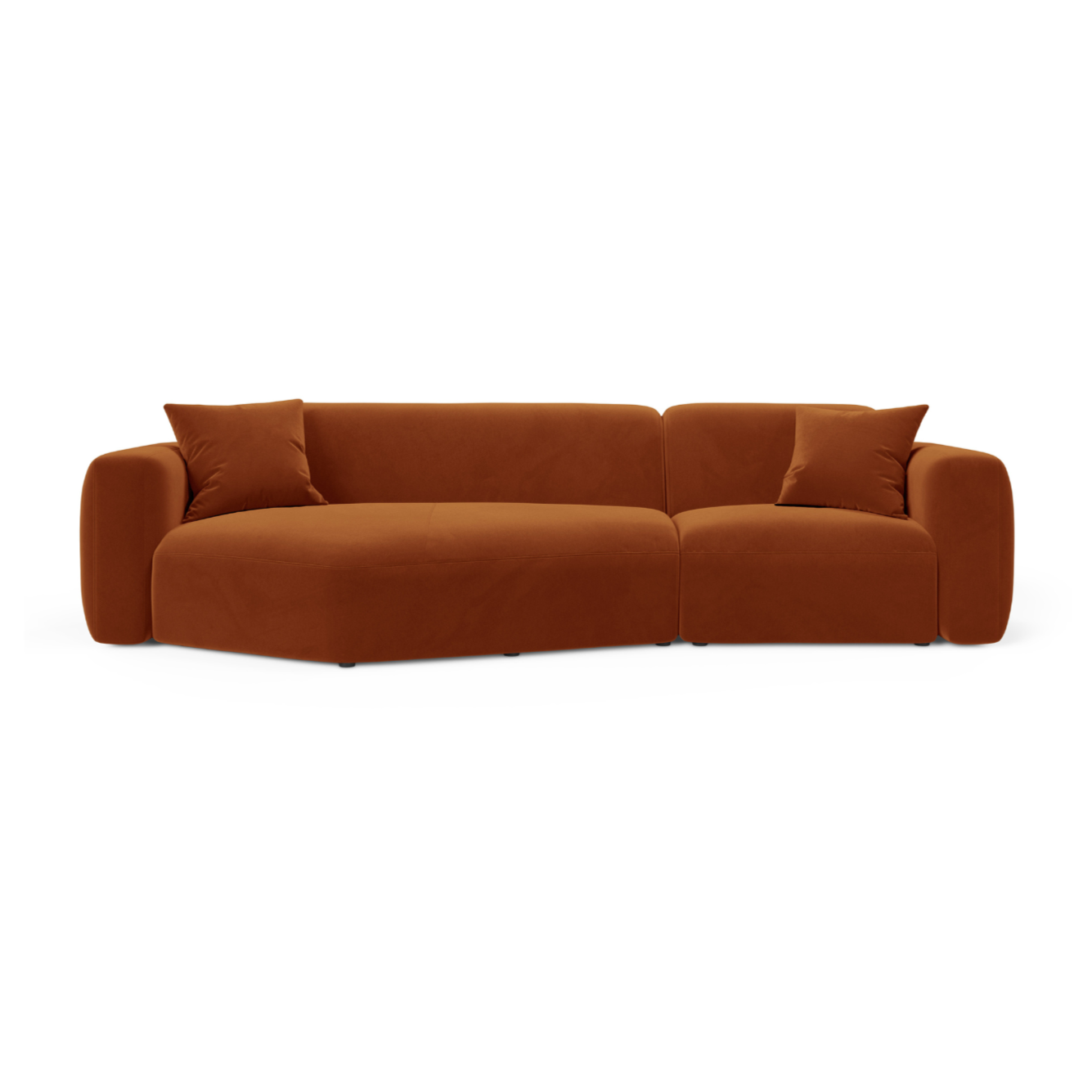Left-facing velvet corner sofa STRINO terracotta