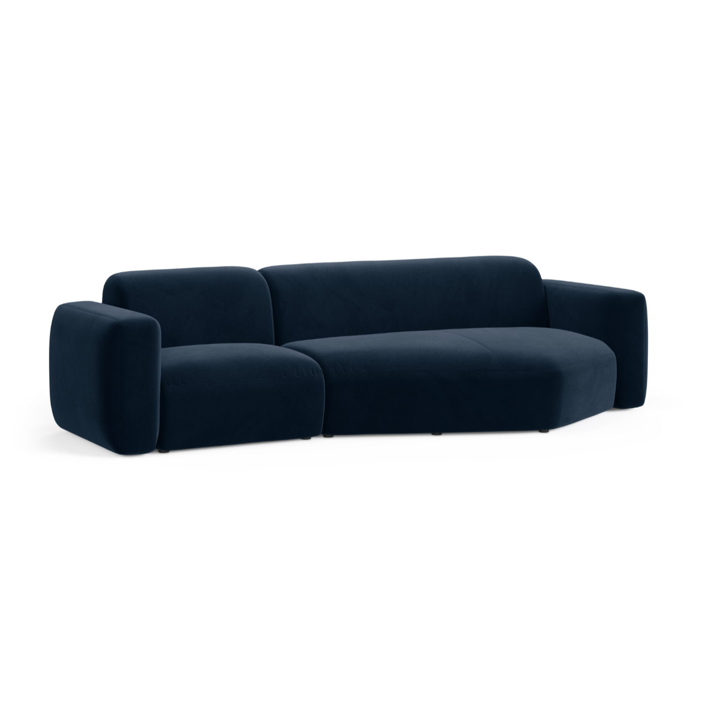 Right-facing velvet corner sofa STRINO navy blue
