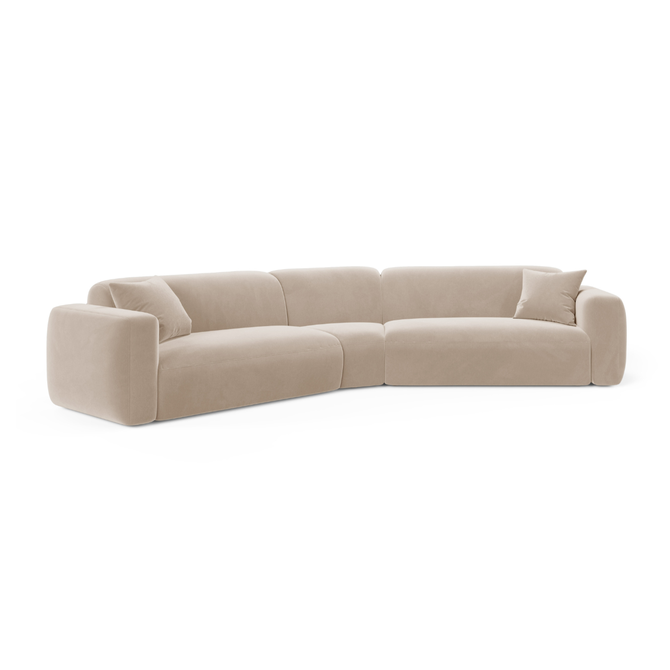 Symmetrische fluwelen hoekbank STRINO beige